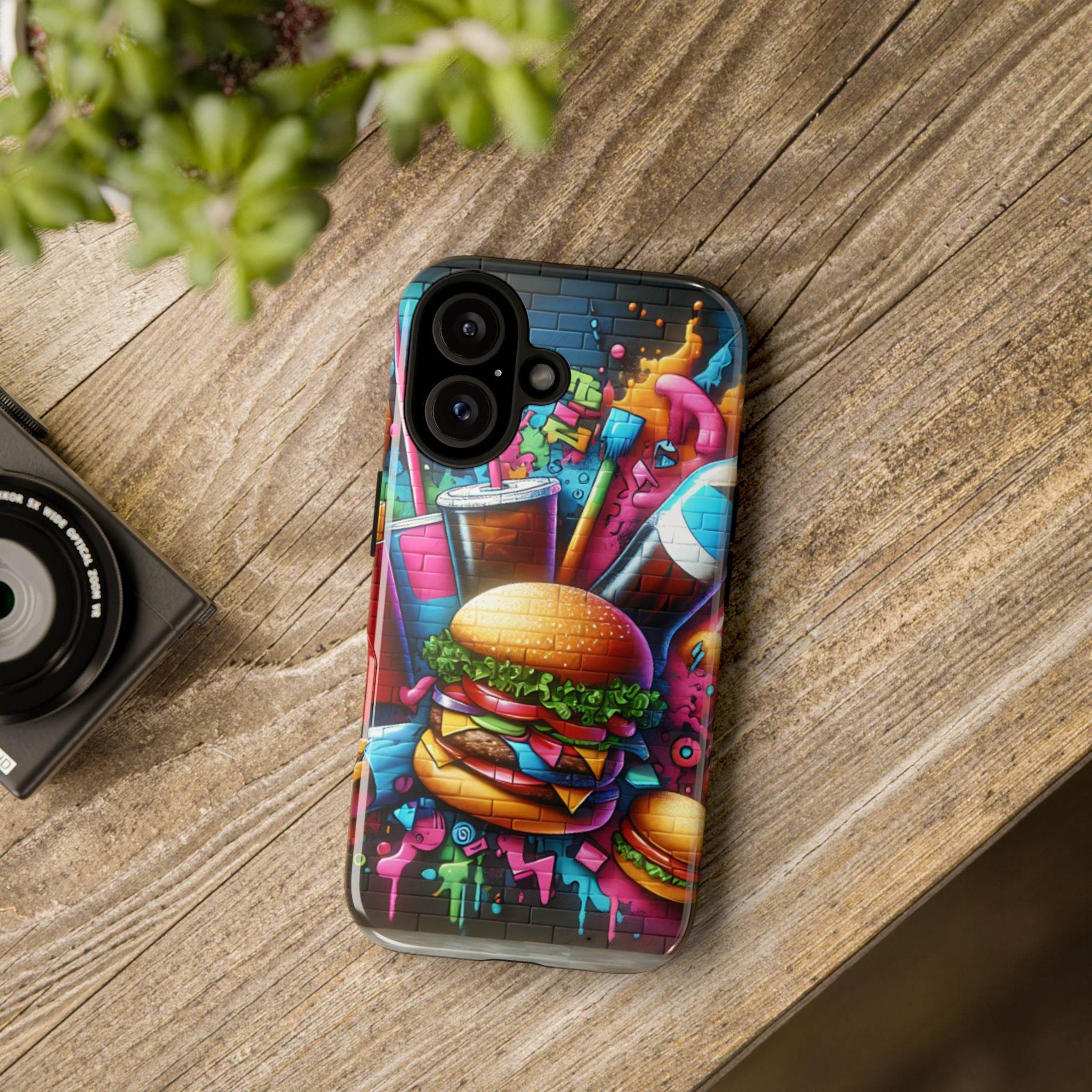 Burger and Drink Graffiti Phone Case - iPhone Tough Case - Hook's Rubs & Spices