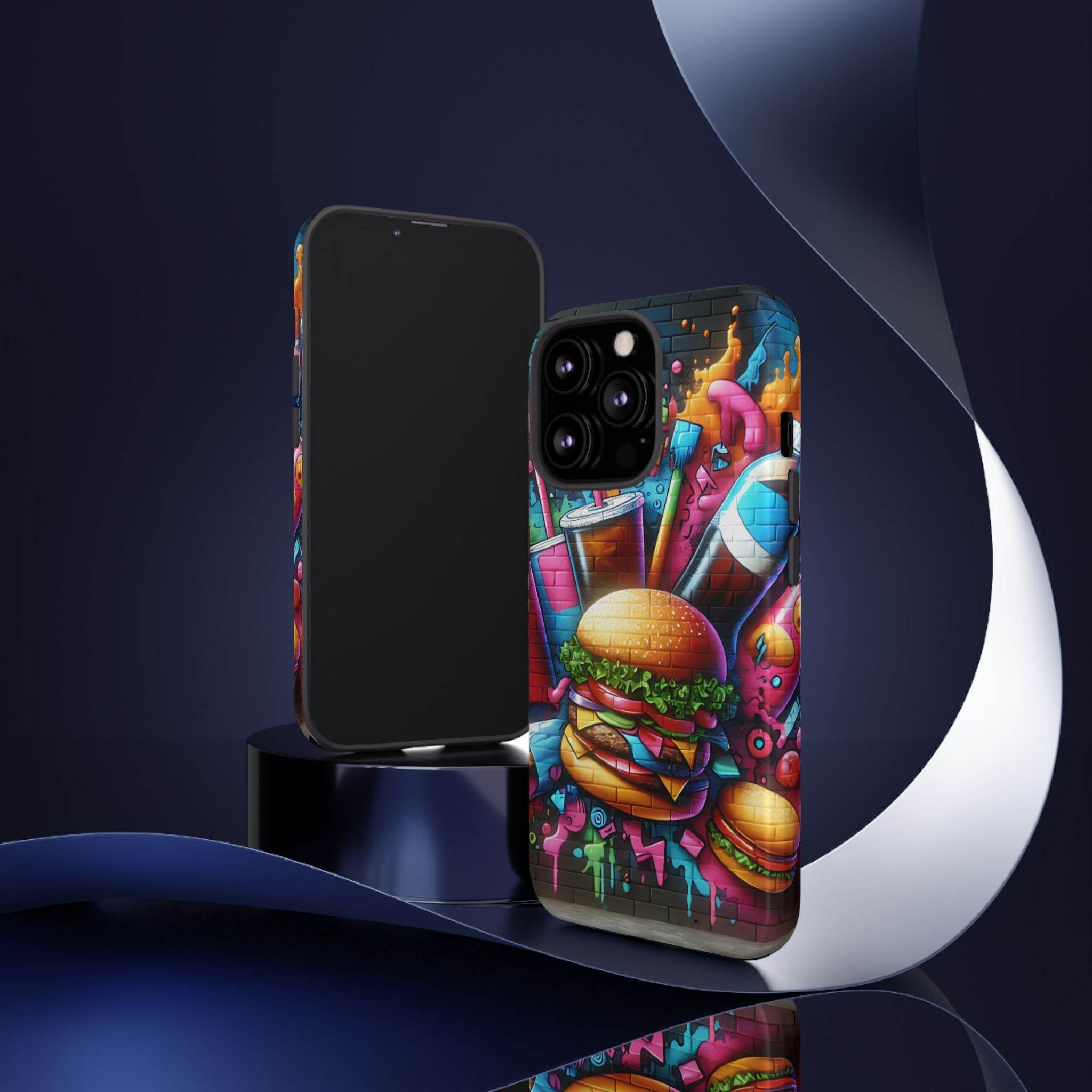 Burger and Drink Graffiti Phone Case - iPhone Tough Case - Hook's Rubs & Spices