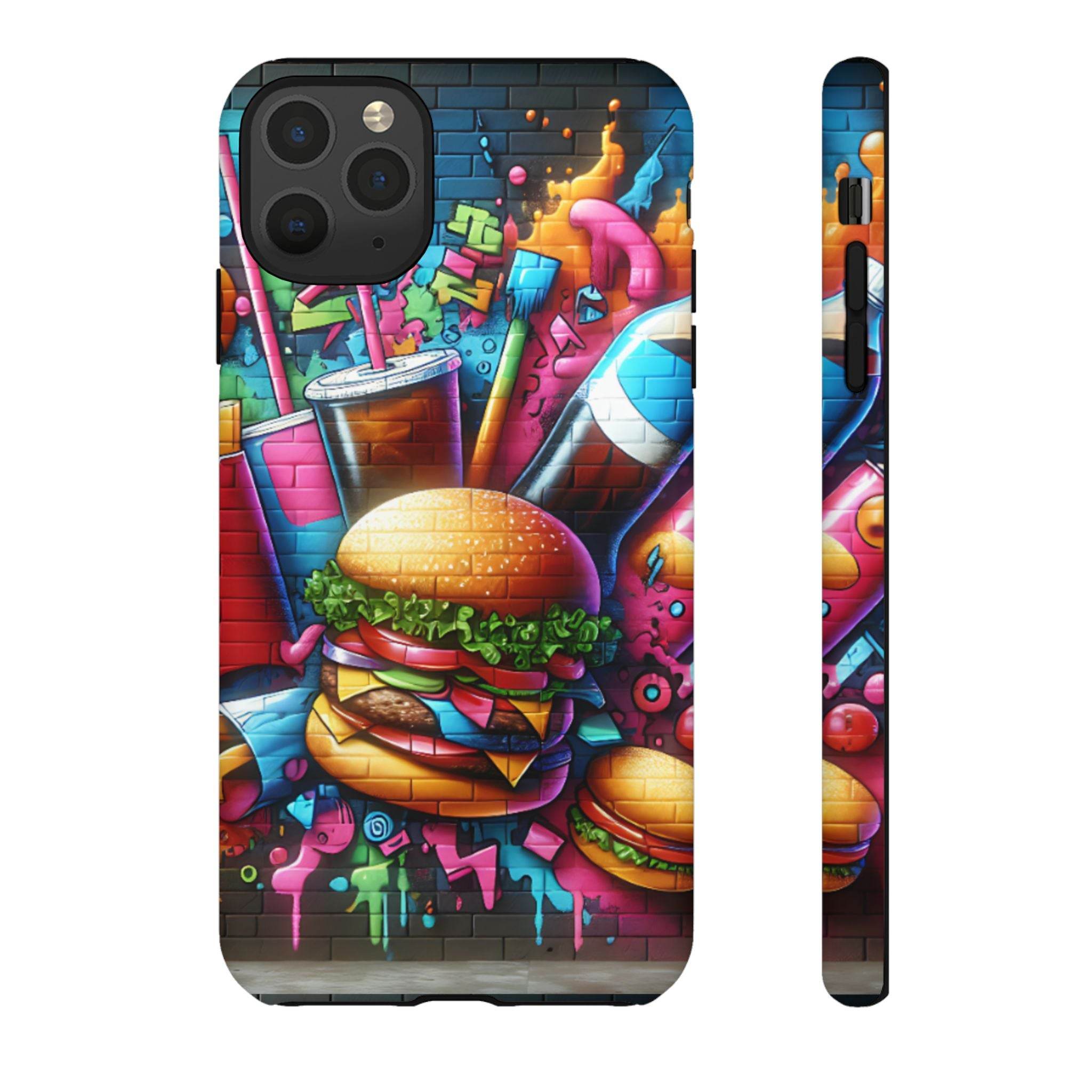 Burger and Drink Graffiti Phone Case - iPhone Tough Case - Hook's Rubs & Spices