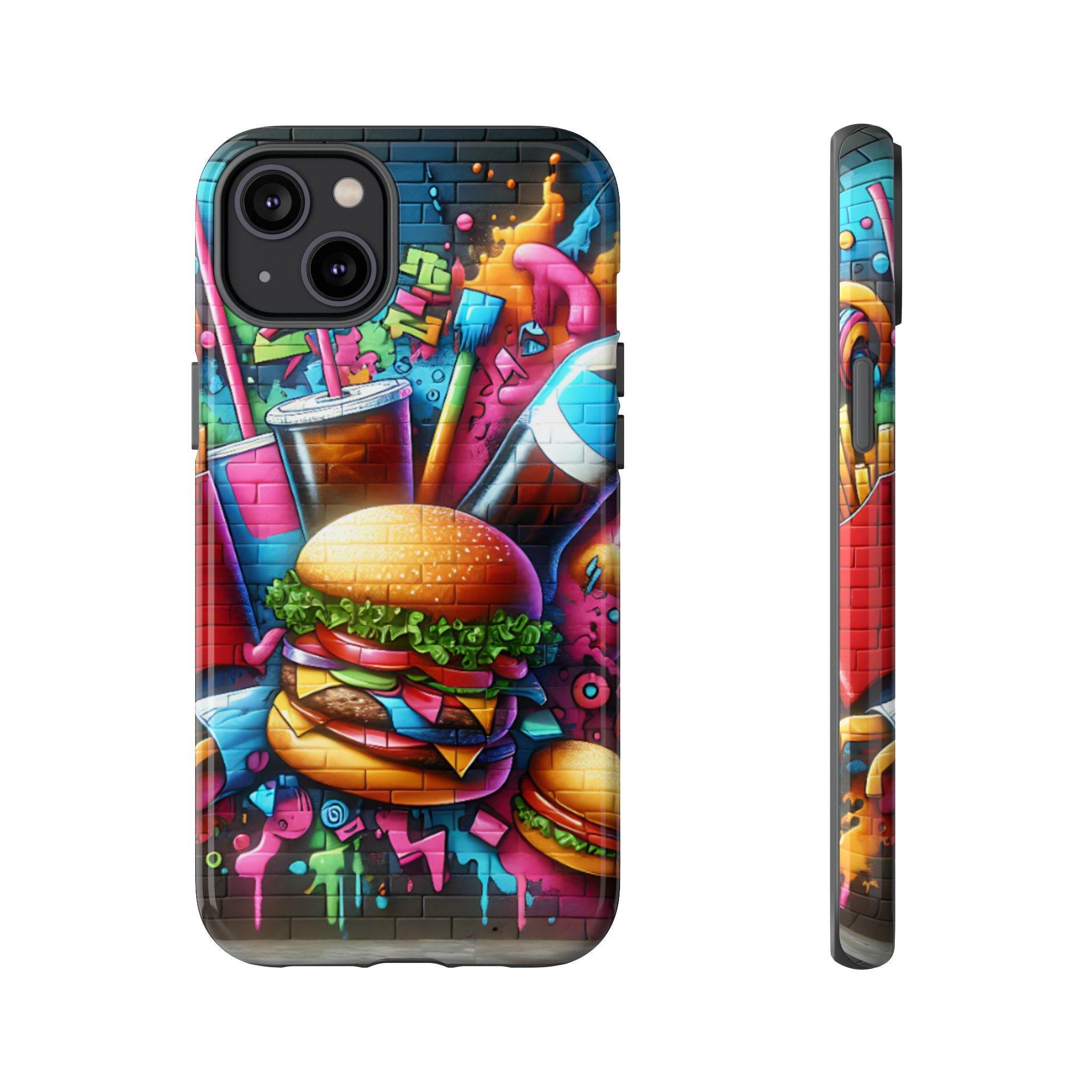 Burger and Drink Graffiti Phone Case - iPhone Tough Case - Hook's Rubs & Spices
