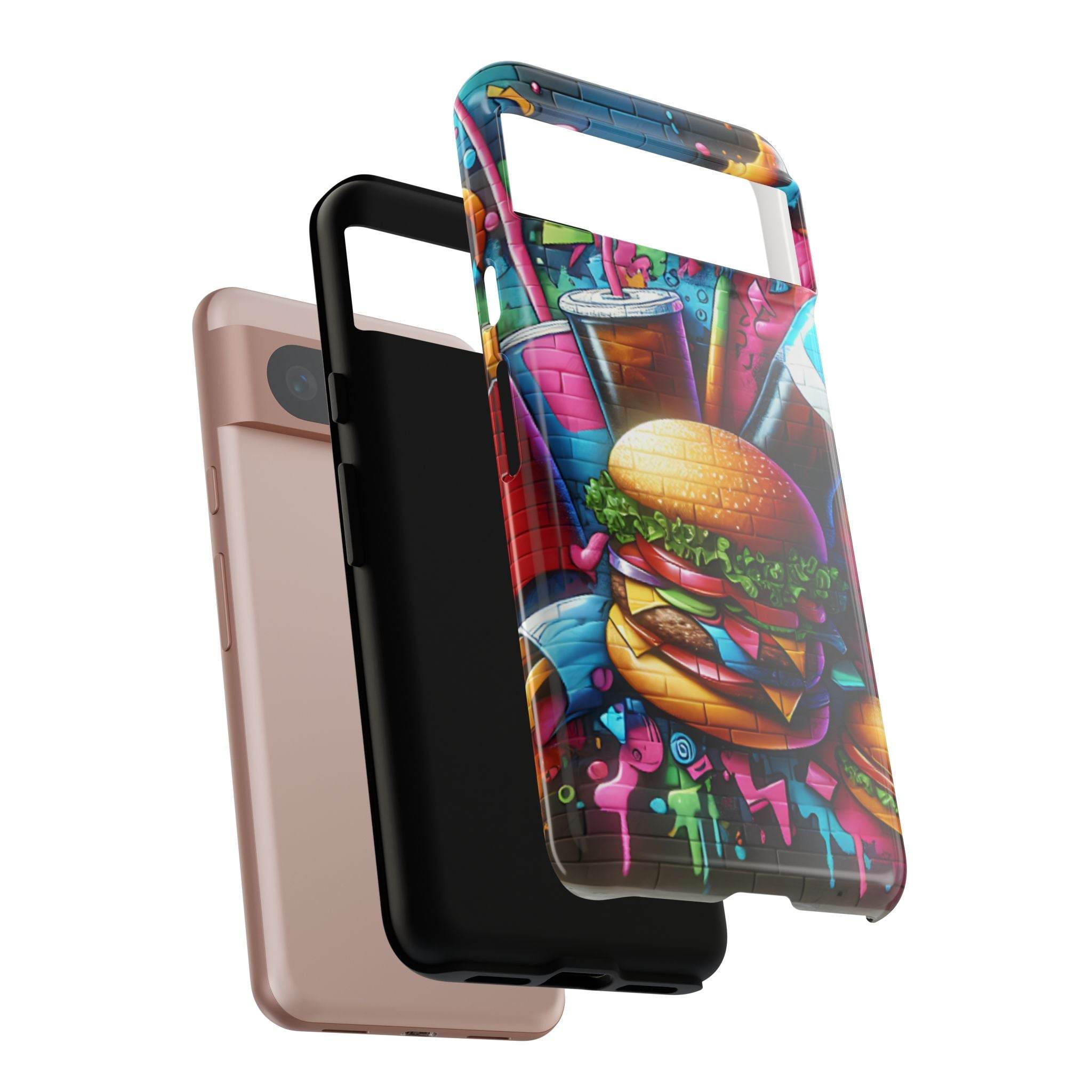 Burger and Drink Graffiti Phone Case - Google Pixel Phone Tough Case - Hook's Rubs & Spices