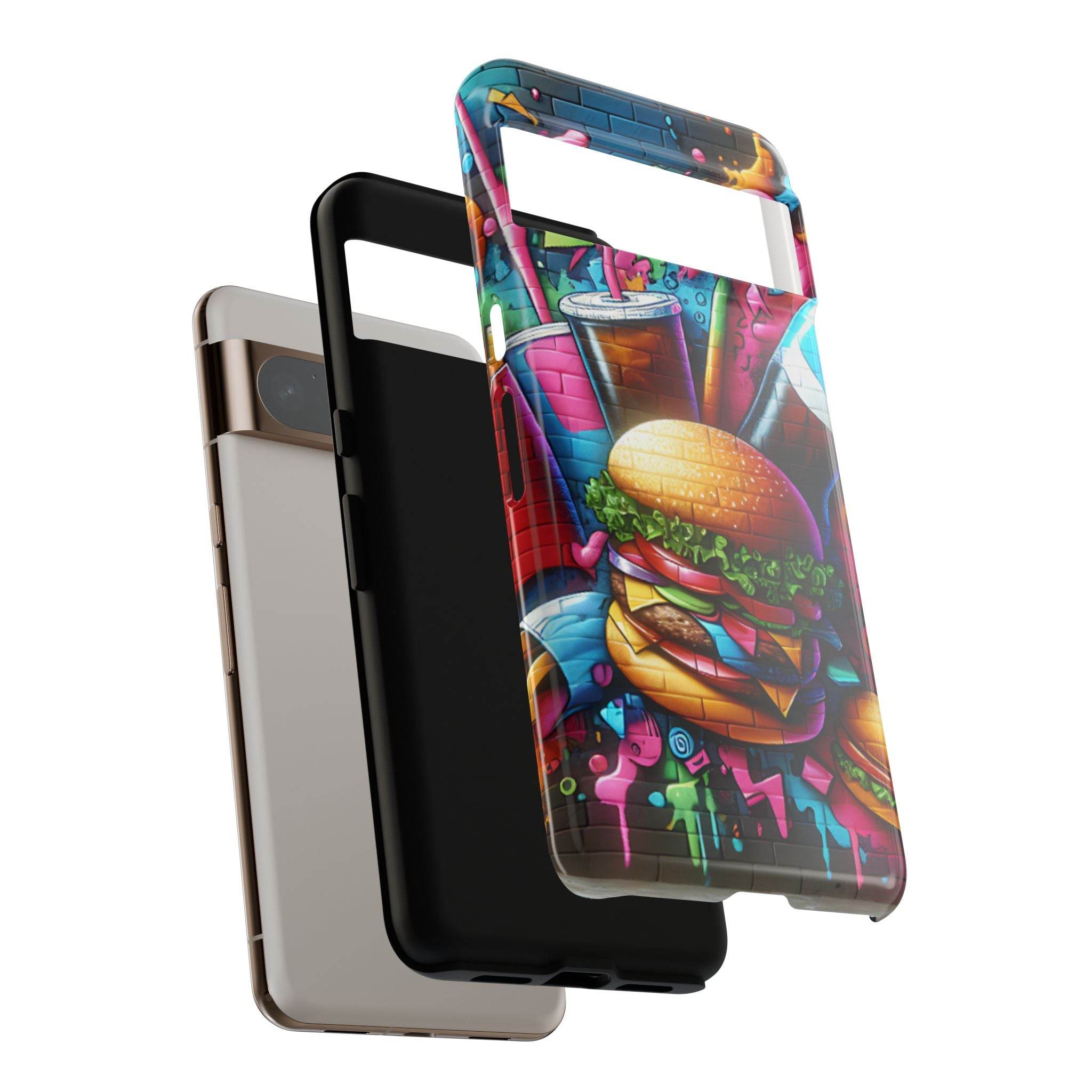 Burger and Drink Graffiti Phone Case - Google Pixel Phone Tough Case - Hook's Rubs & Spices