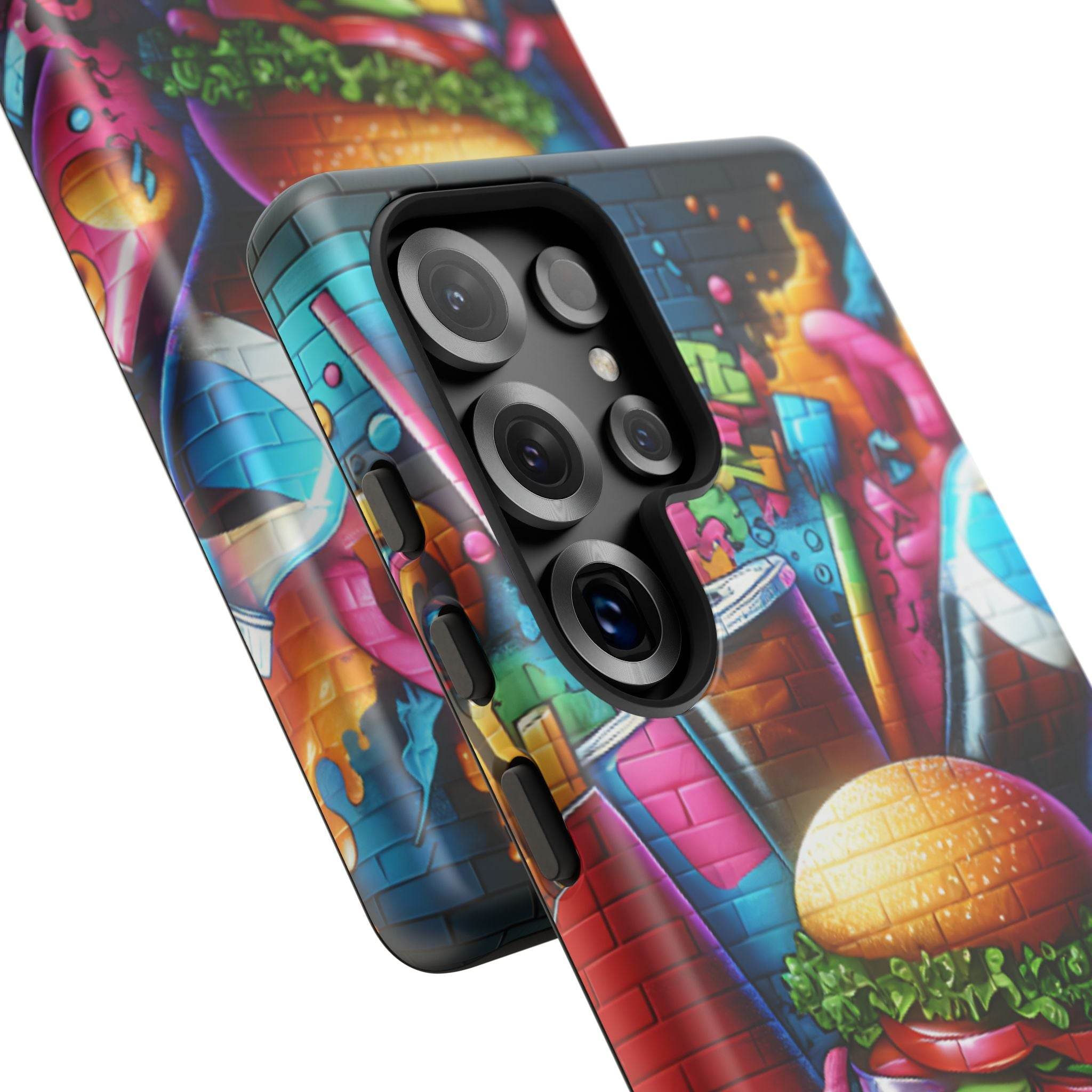 Burger and Drink Graffiti Phone Case - Samsung Galaxy Tough Case - Hook's Rubs & Spices