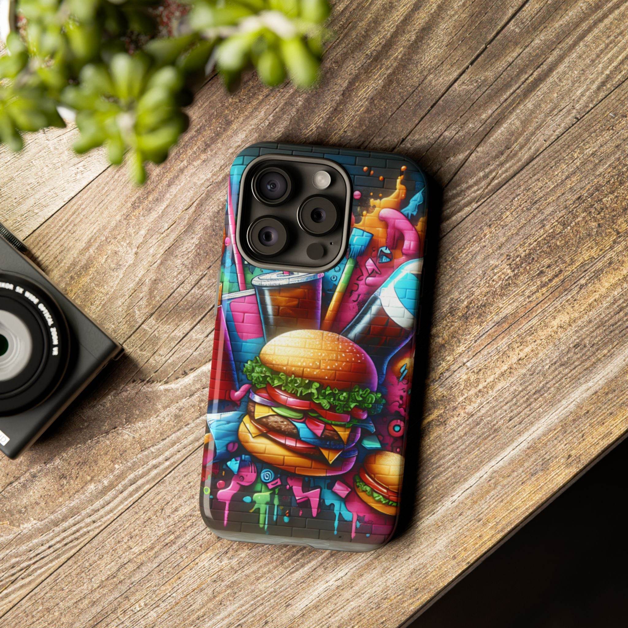 Burger and Drink Graffiti Phone Case - iPhone Tough Case - Hook's Rubs & Spices