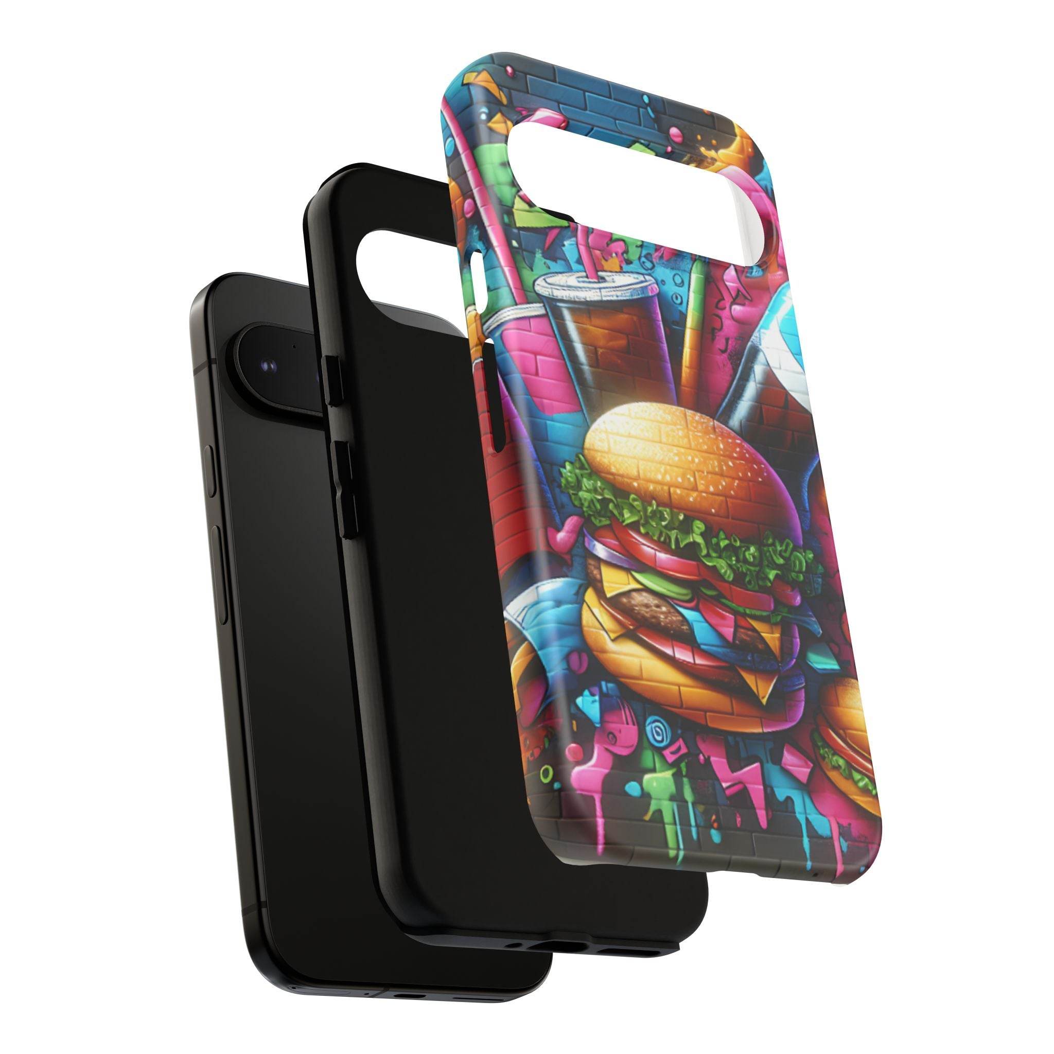 Burger and Drink Graffiti Phone Case - Google Pixel Phone Tough Case - Hook's Rubs & Spices