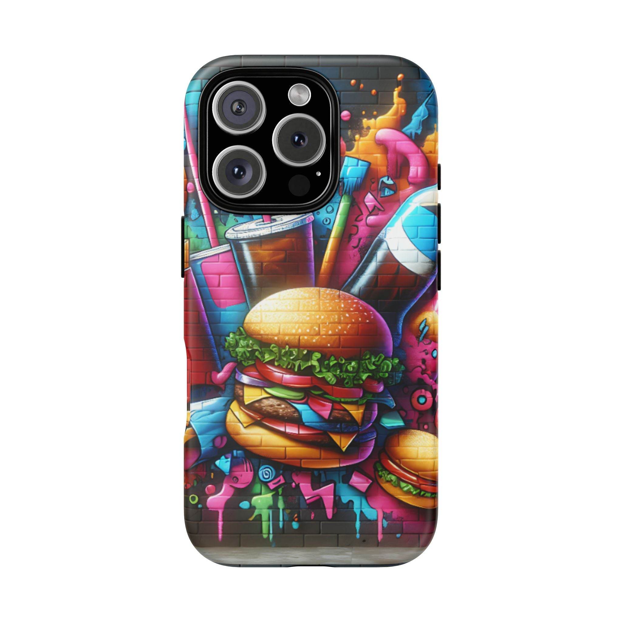 Burger and Drink Graffiti Phone Case - iPhone Tough Case - Hook's Rubs & Spices