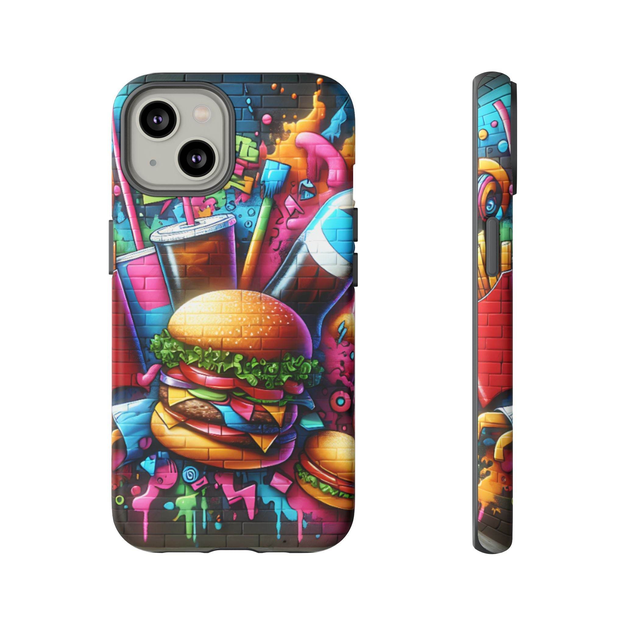 Burger and Drink Graffiti Phone Case - iPhone Tough Case - Hook's Rubs & Spices