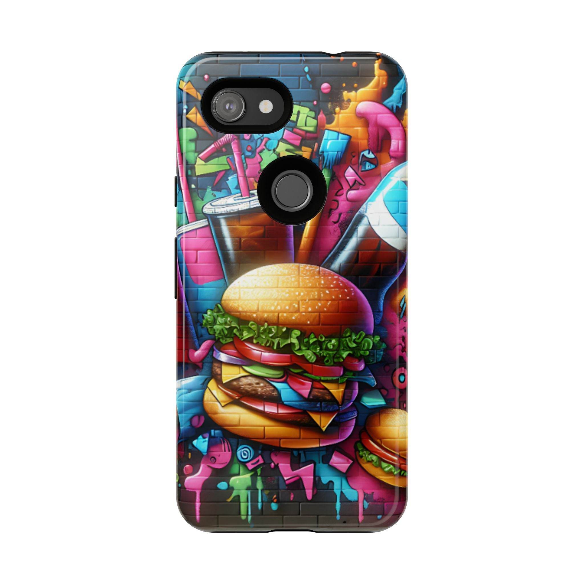 Burger and Drink Graffiti Phone Case - Google Pixel Phone Tough Case - Hook's Rubs & Spices