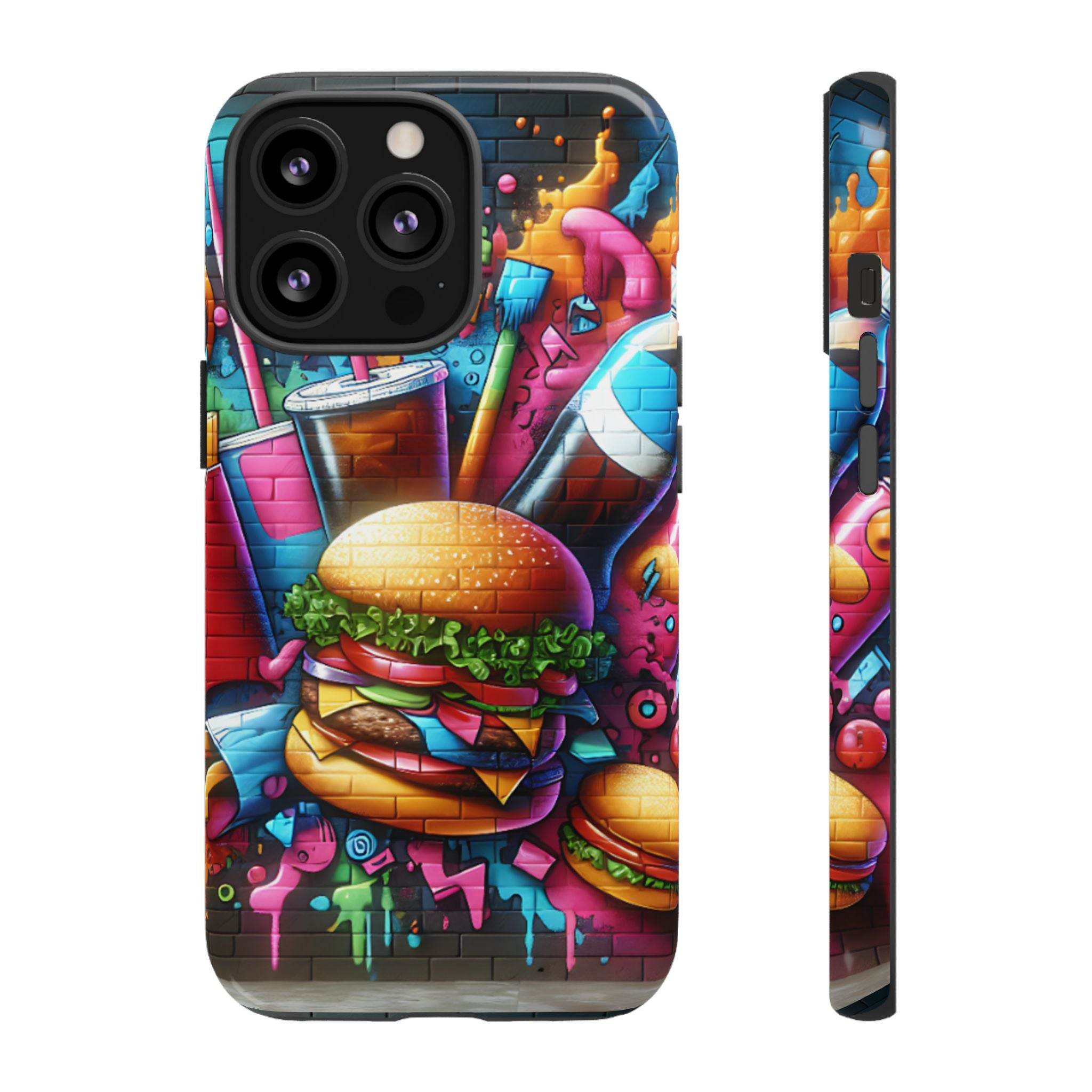Burger and Drink Graffiti Phone Case - iPhone Tough Case - Hook's Rubs & Spices