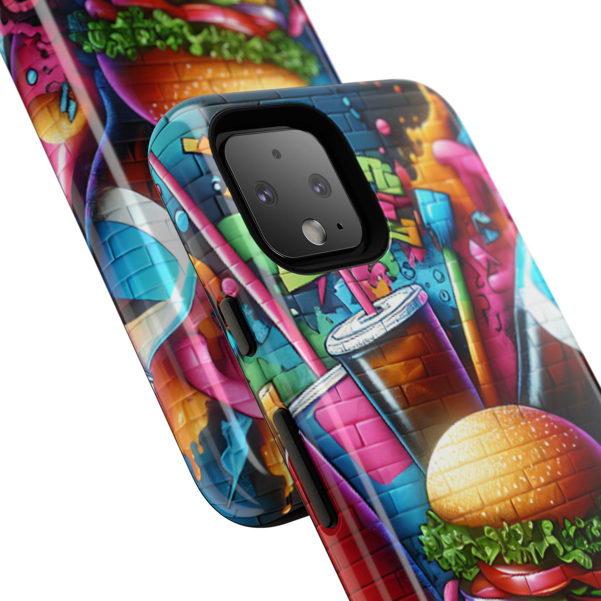 Burger and Drink Graffiti Phone Case - Google Pixel Phone Tough Case - Hook's Rubs & Spices