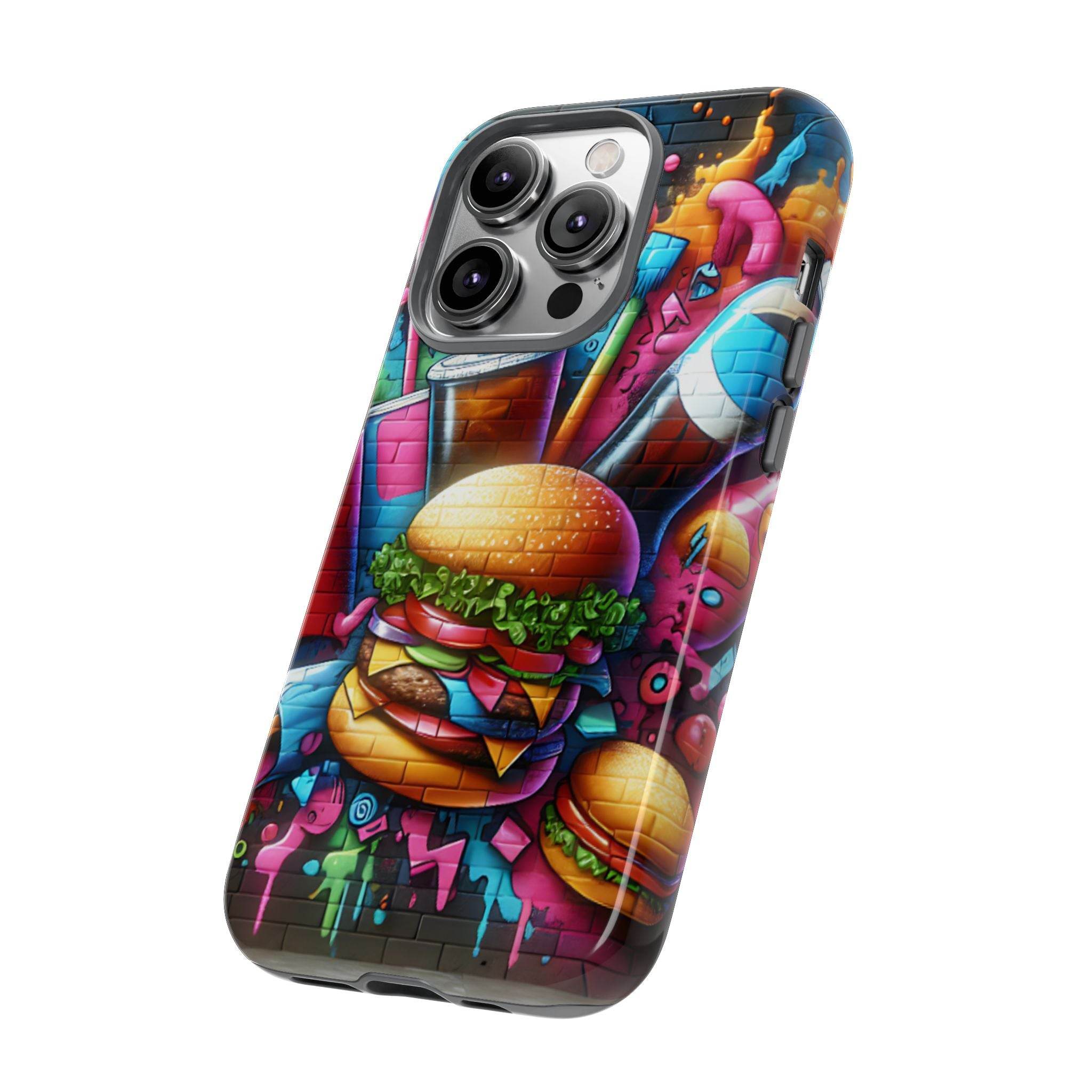 Burger and Drink Graffiti Phone Case - iPhone Tough Case - Hook's Rubs & Spices