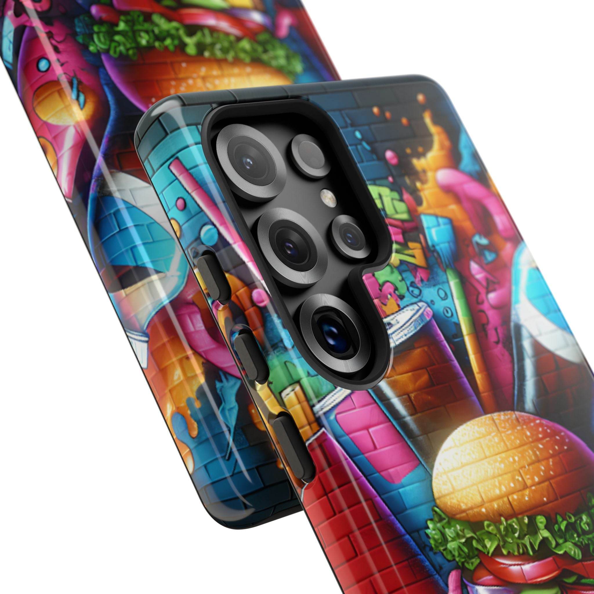 Burger and Drink Graffiti Phone Case - Samsung Galaxy Tough Case - Hook's Rubs & Spices
