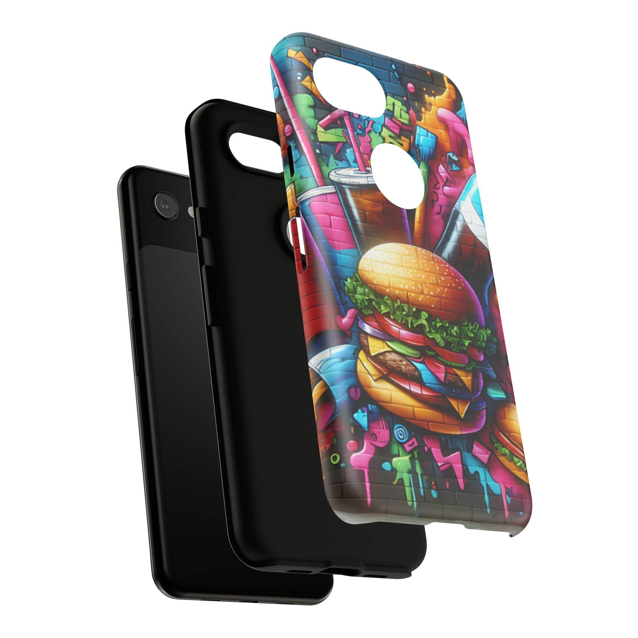 Burger and Drink Graffiti Phone Case - Google Pixel Phone Tough Case - Hook's Rubs & Spices