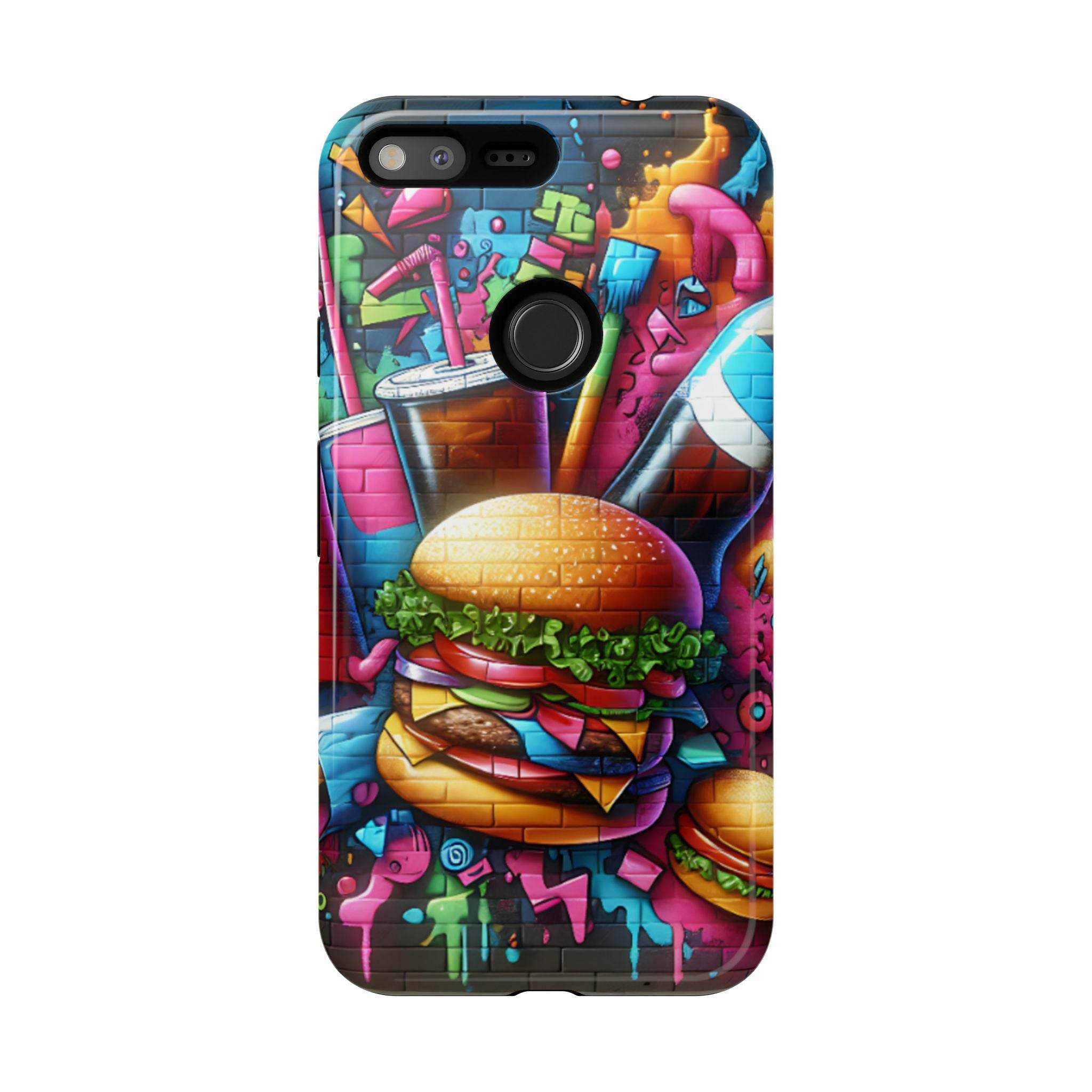 Burger and Drink Graffiti Phone Case - Google Pixel Phone Tough Case - Hook's Rubs & Spices