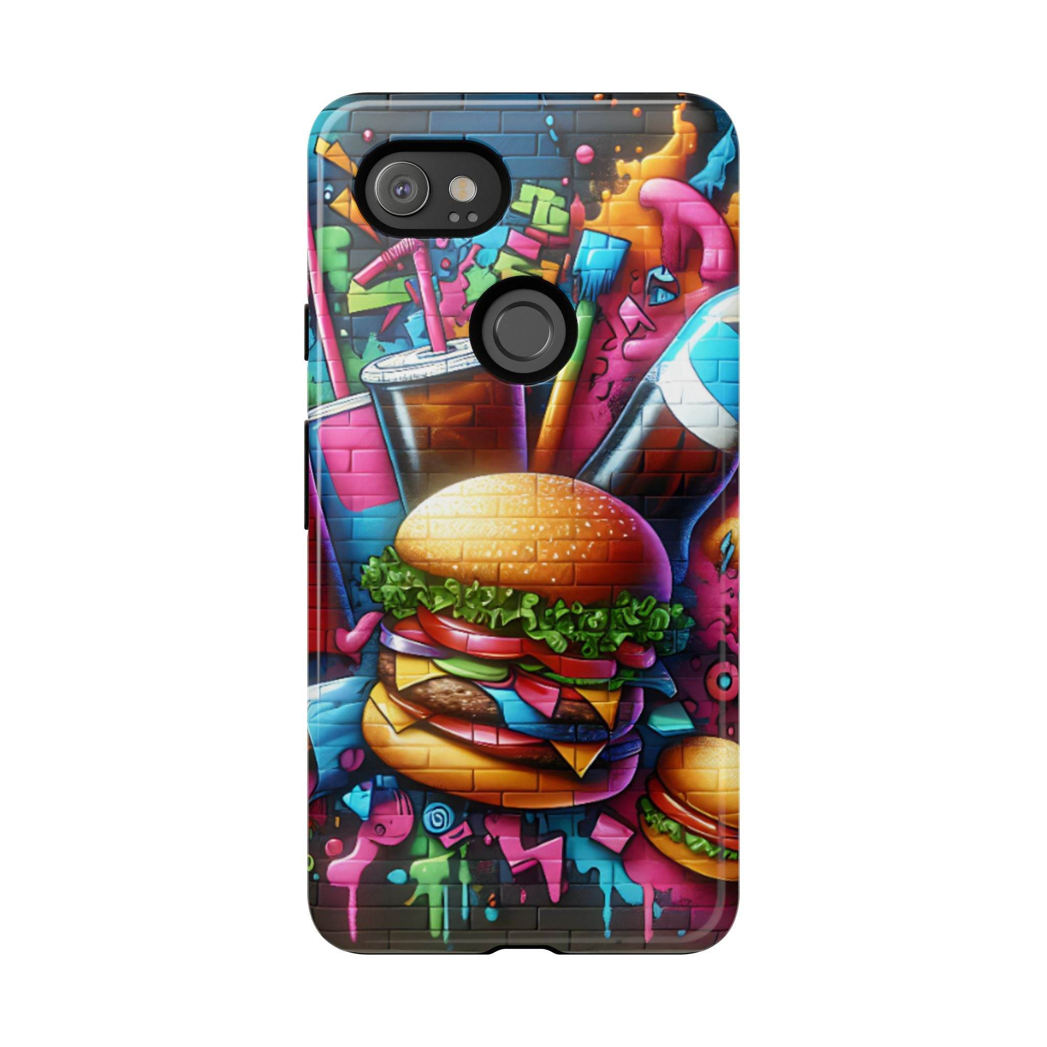 Burger and Drink Graffiti Phone Case - Google Pixel Phone Tough Case - Hook's Rubs & Spices