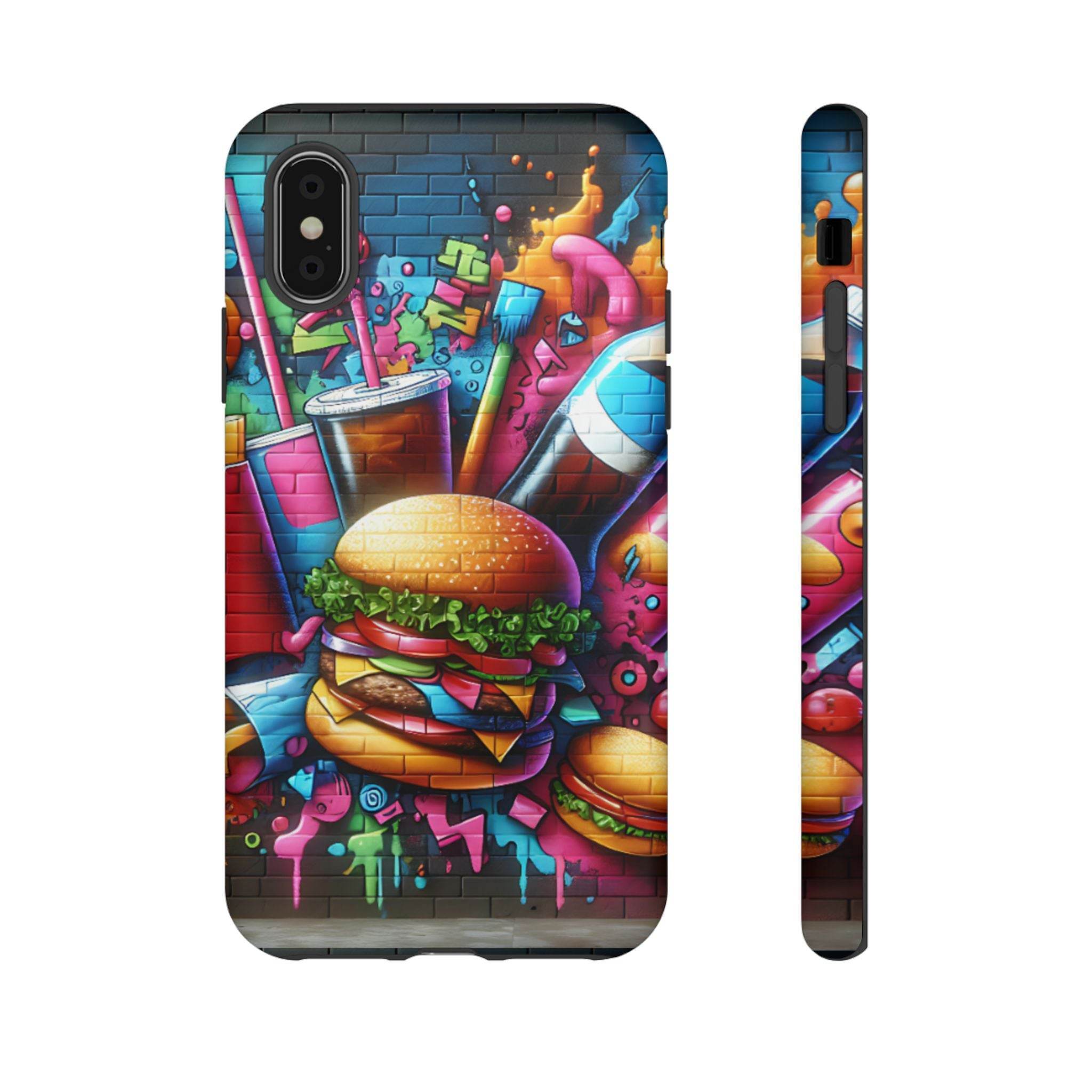 Burger and Drink Graffiti Phone Case - iPhone Tough Case - Hook's Rubs & Spices