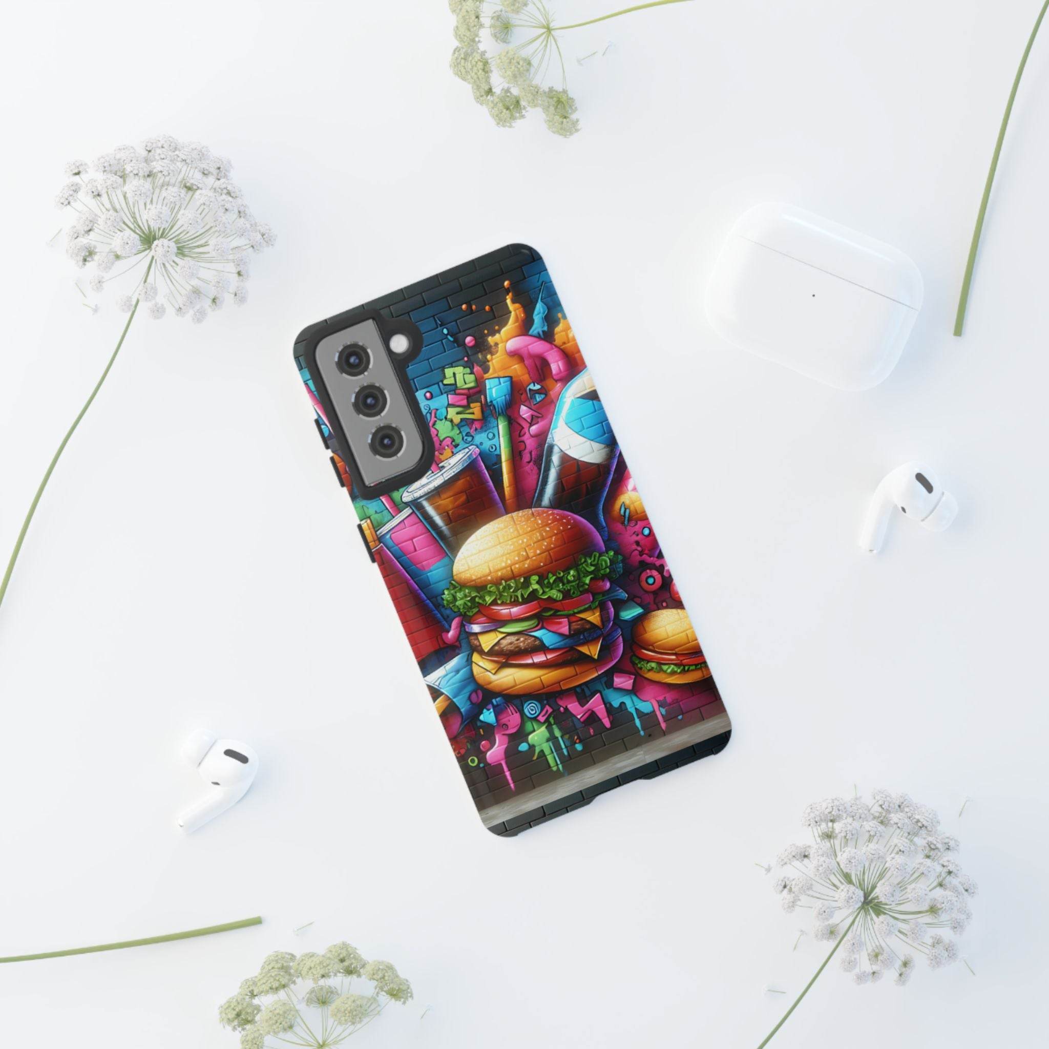 Burger and Drink Graffiti Phone Case - Samsung Galaxy Tough Case - Hook's Rubs & Spices