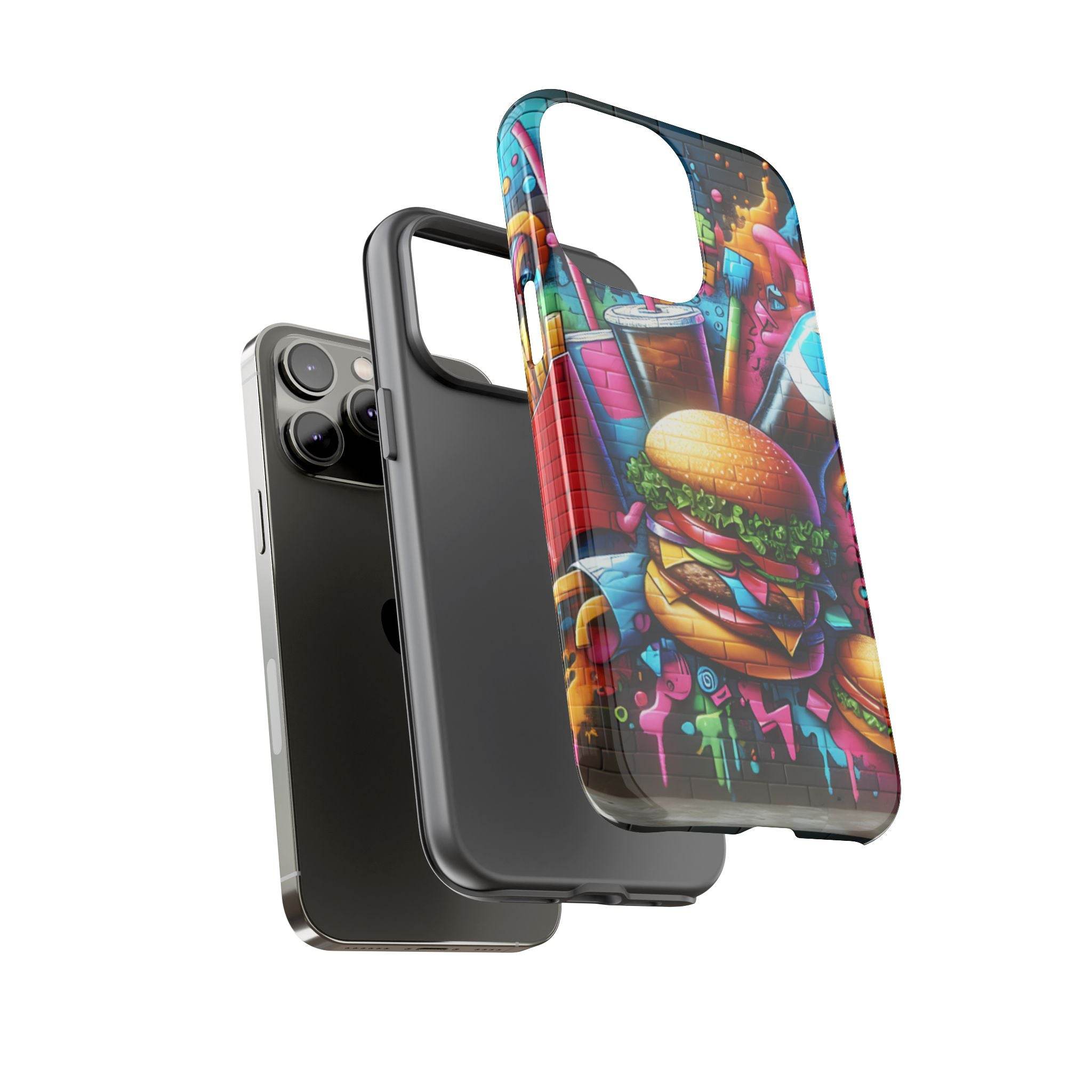 Burger and Drink Graffiti Phone Case - iPhone Tough Case - Hook's Rubs & Spices