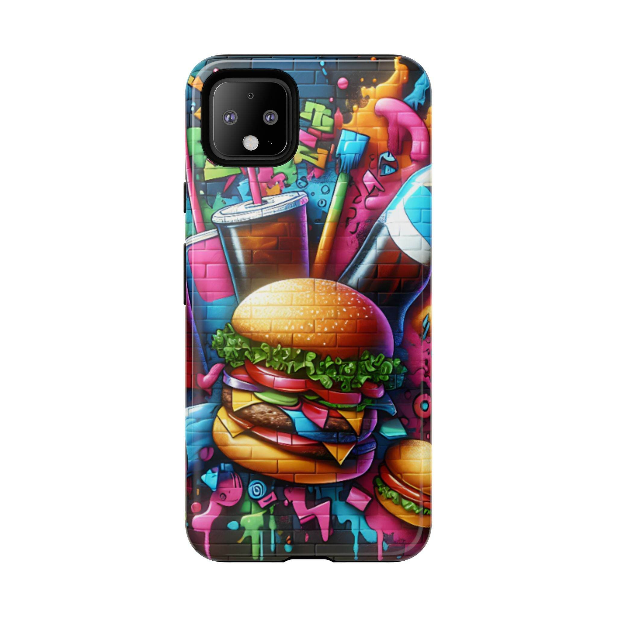 Burger and Drink Graffiti Phone Case - Google Pixel Phone Tough Case - Hook's Rubs & Spices