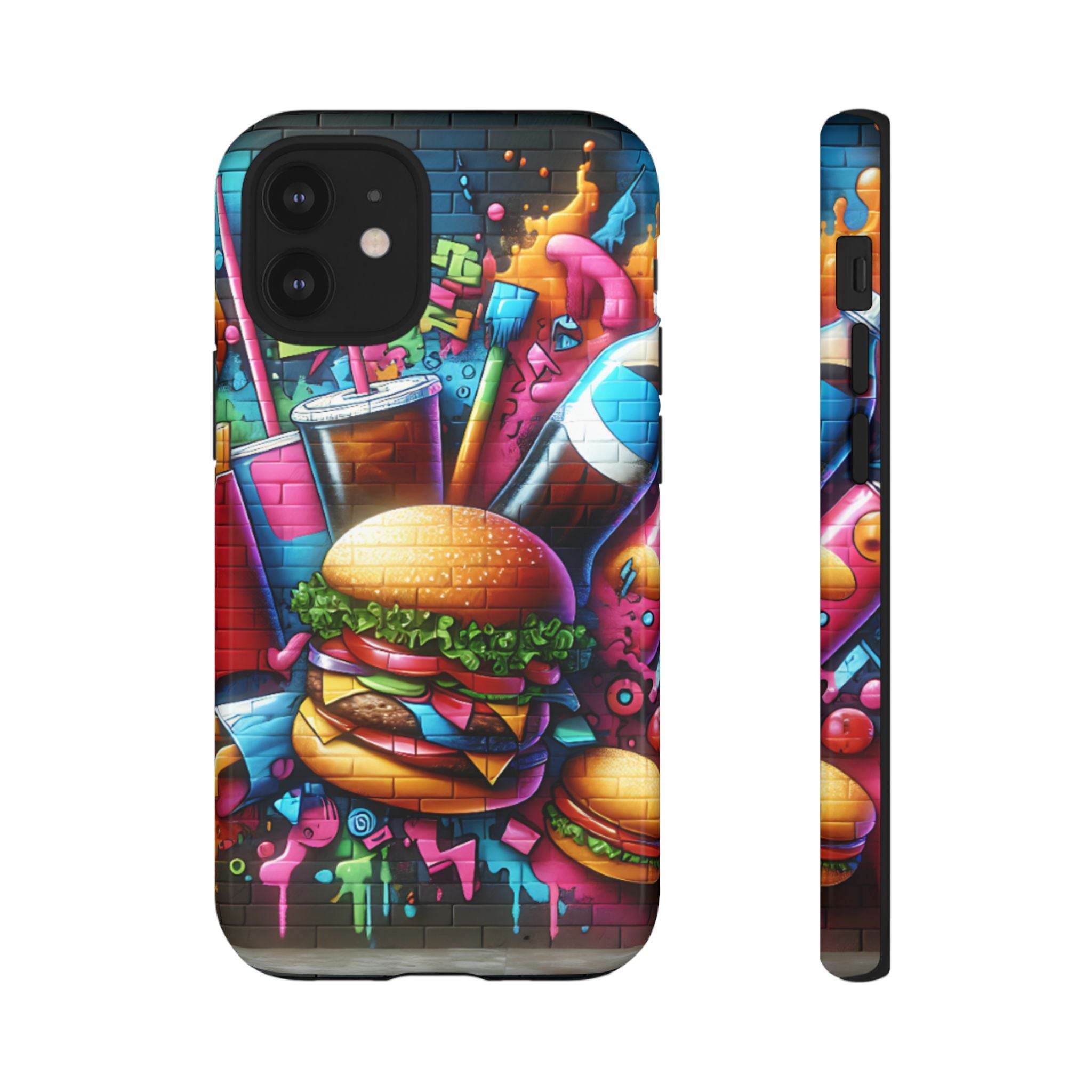 Burger and Drink Graffiti Phone Case - iPhone Tough Case - Hook's Rubs & Spices