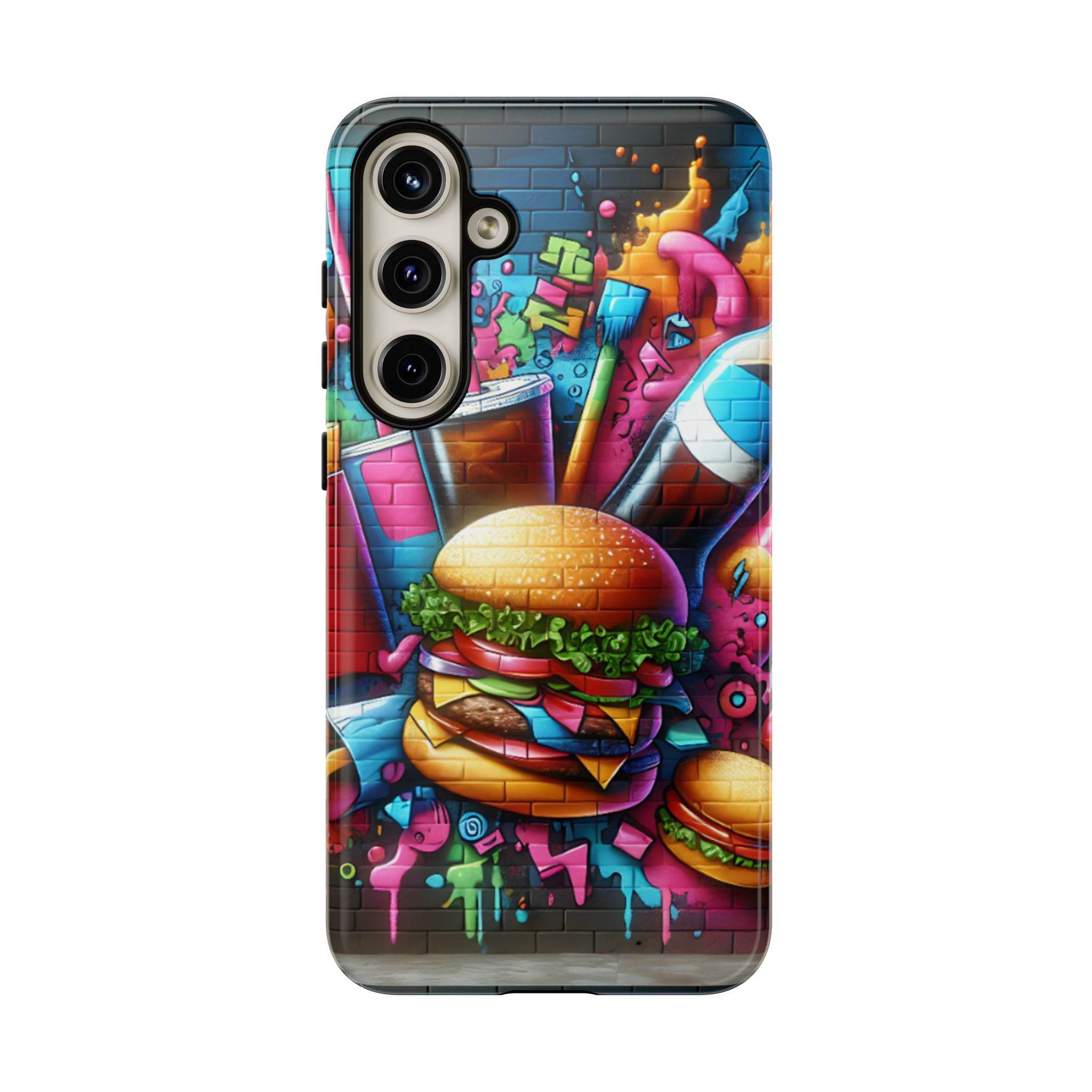 Burger and Drink Graffiti Phone Case - Samsung Galaxy Tough Case - Hook's Rubs & Spices