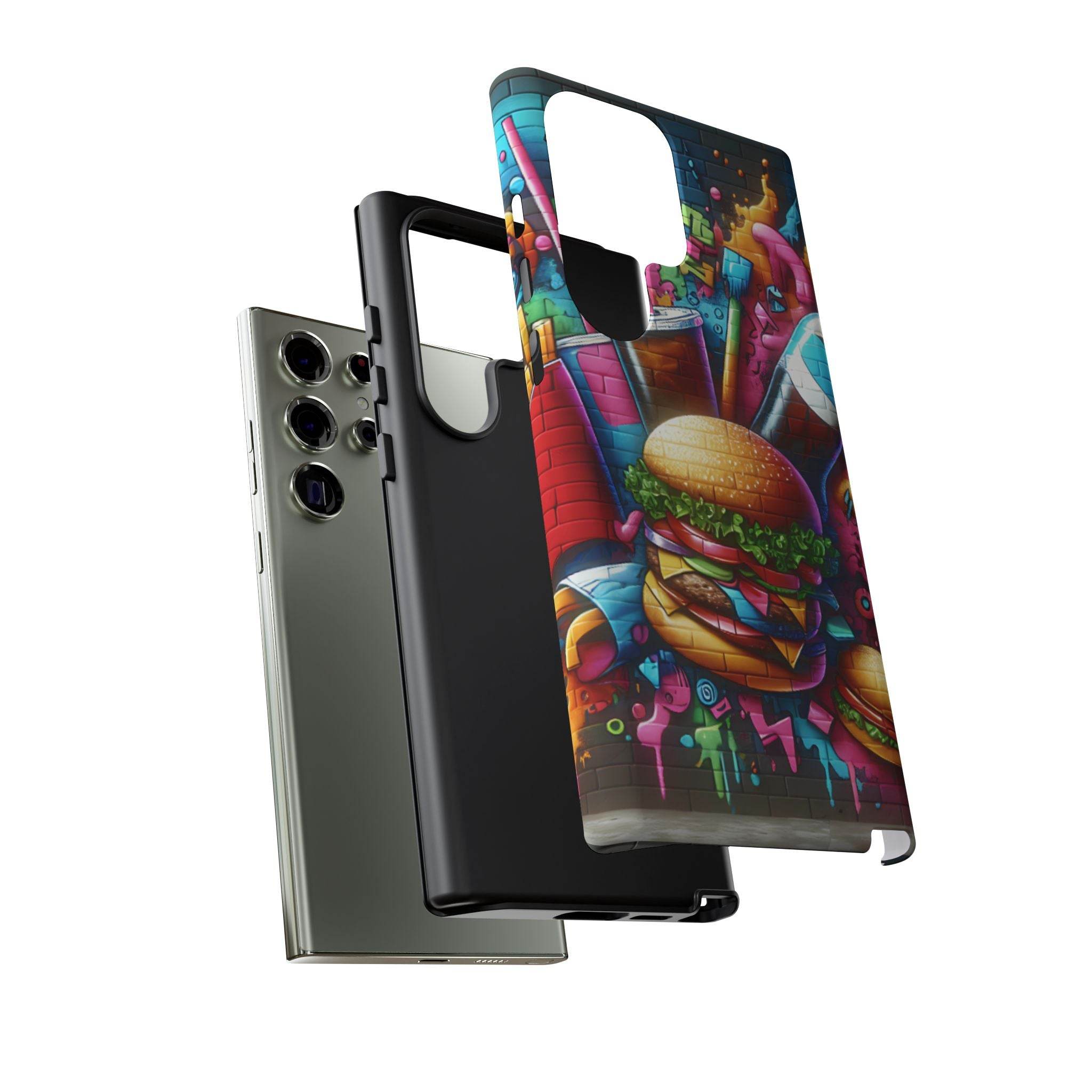 Burger and Drink Graffiti Phone Case - Samsung Galaxy Tough Case - Hook's Rubs & Spices