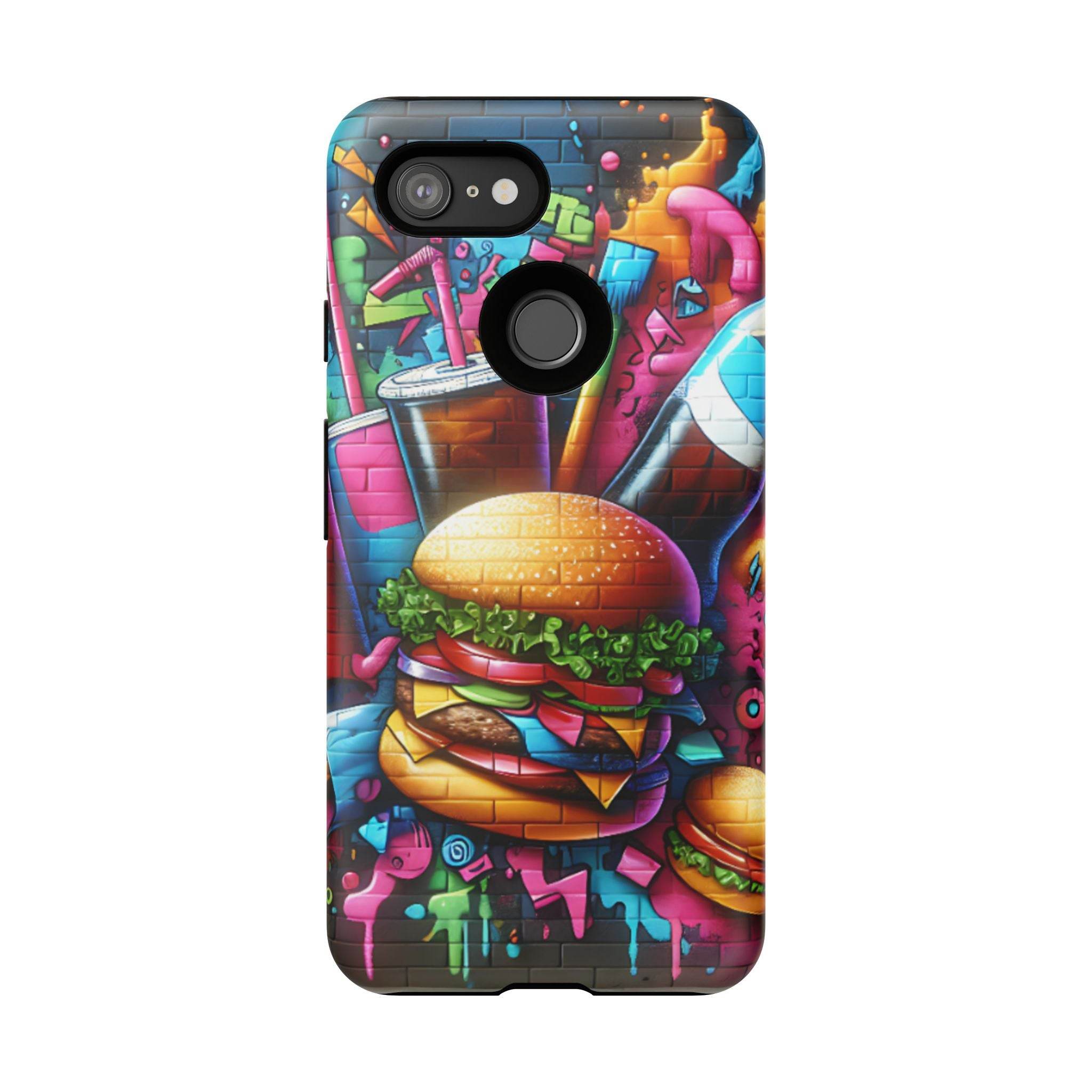 Burger and Drink Graffiti Phone Case - Google Pixel Phone Tough Case - Hook's Rubs & Spices