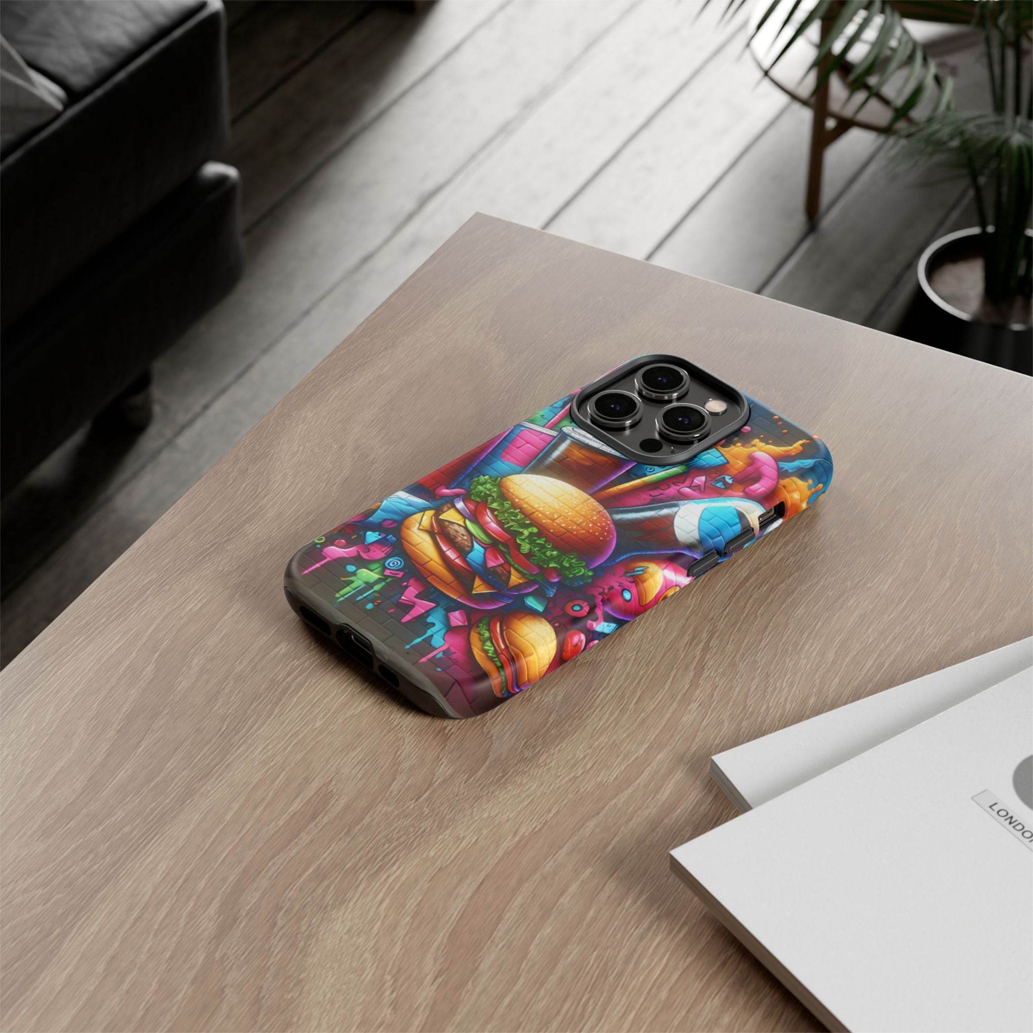 Burger and Drink Graffiti Phone Case - iPhone Tough Case - Hook's Rubs & Spices