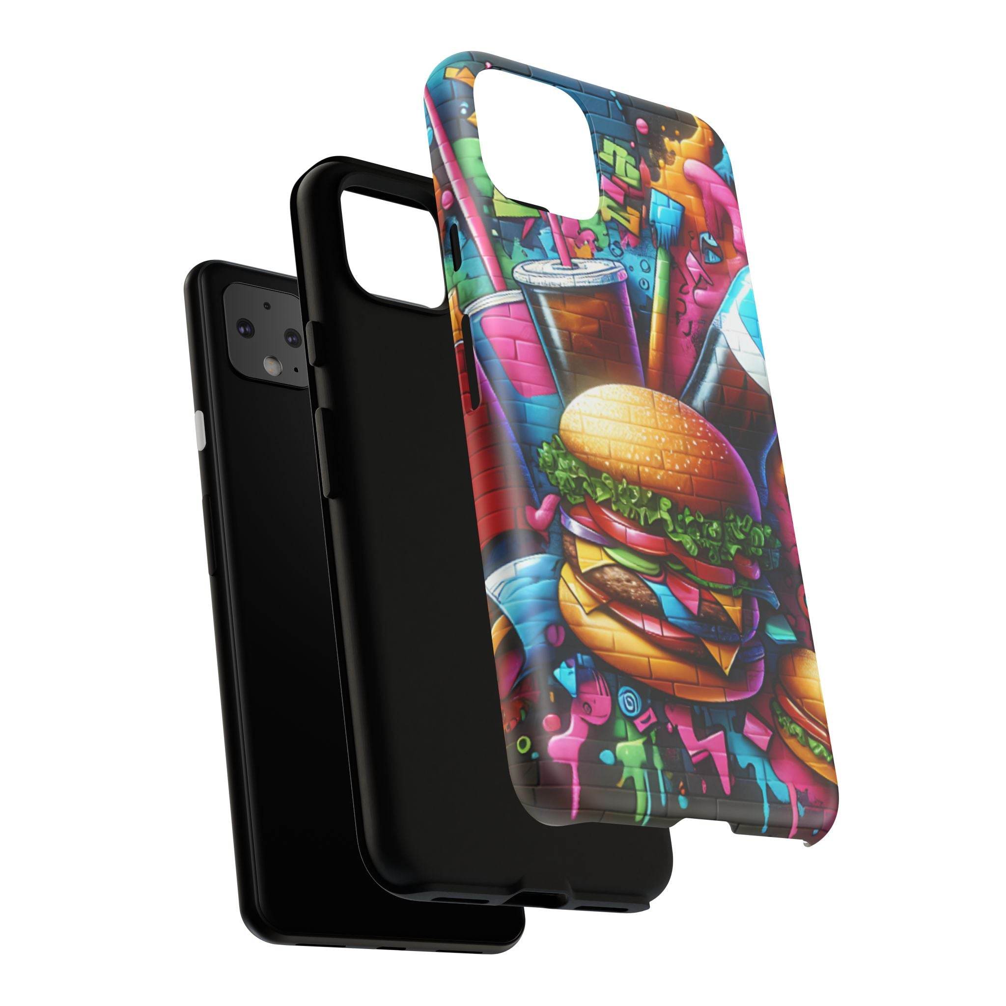 Burger and Drink Graffiti Phone Case - Google Pixel Phone Tough Case - Hook's Rubs & Spices