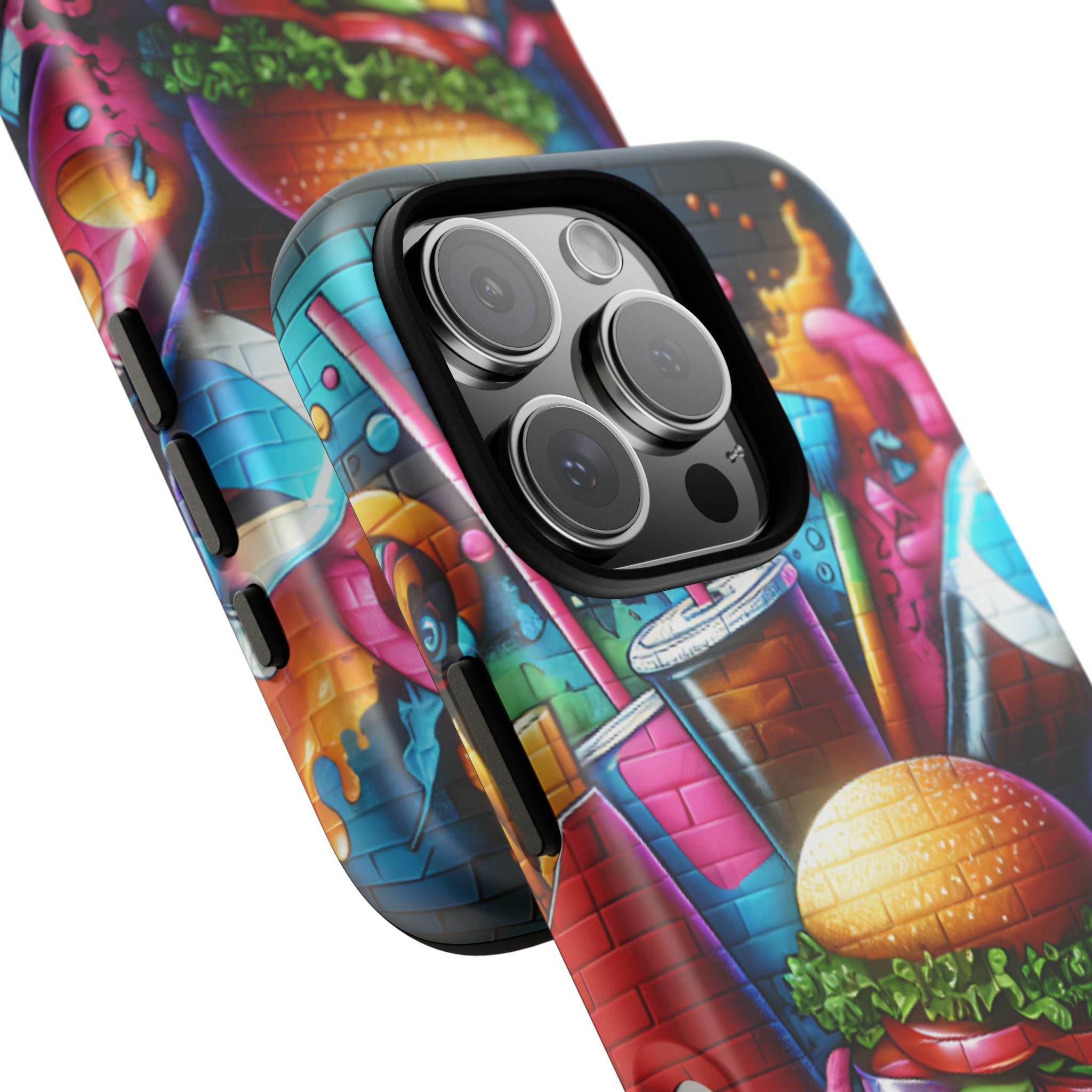 Burger and Drink Graffiti Phone Case - iPhone Tough Case - Hook's Rubs & Spices