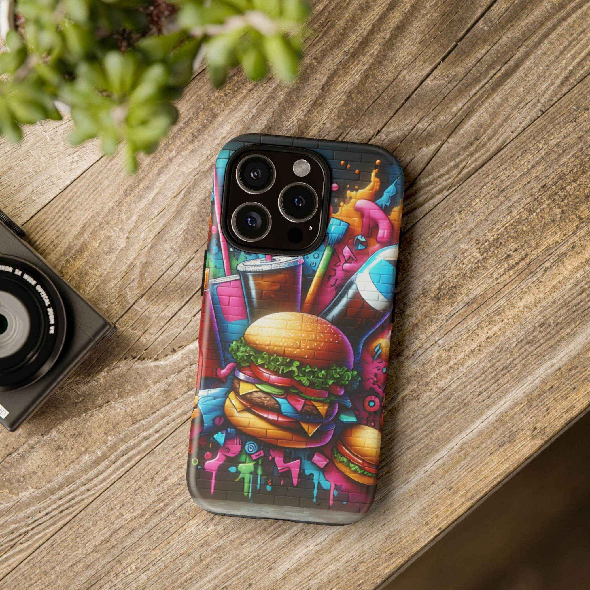 Burger and Drink Graffiti Phone Case - iPhone Tough Case - Hook's Rubs & Spices