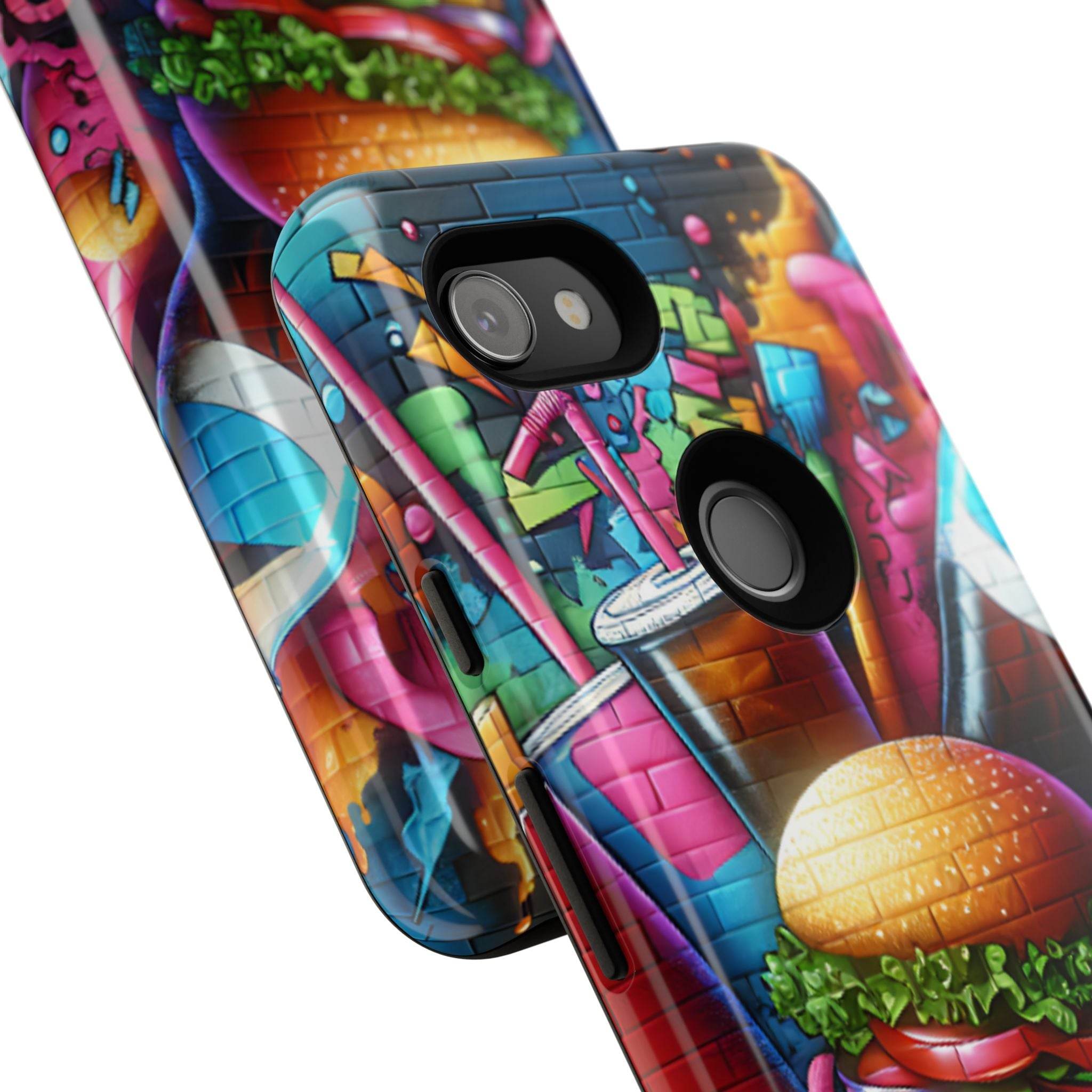 Burger and Drink Graffiti Phone Case - Google Pixel Phone Tough Case - Hook's Rubs & Spices