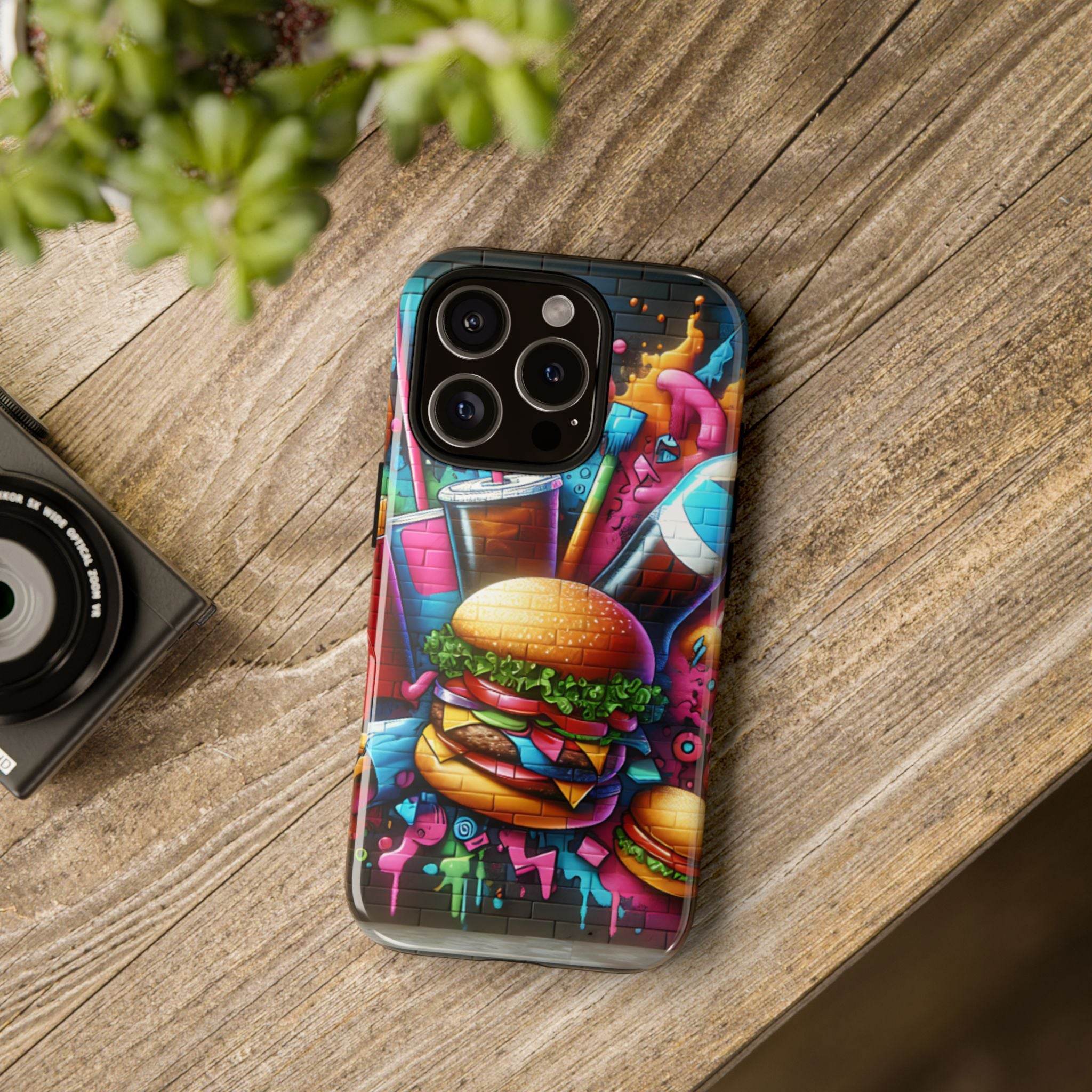 Burger and Drink Graffiti Phone Case - iPhone Tough Case - Hook's Rubs & Spices