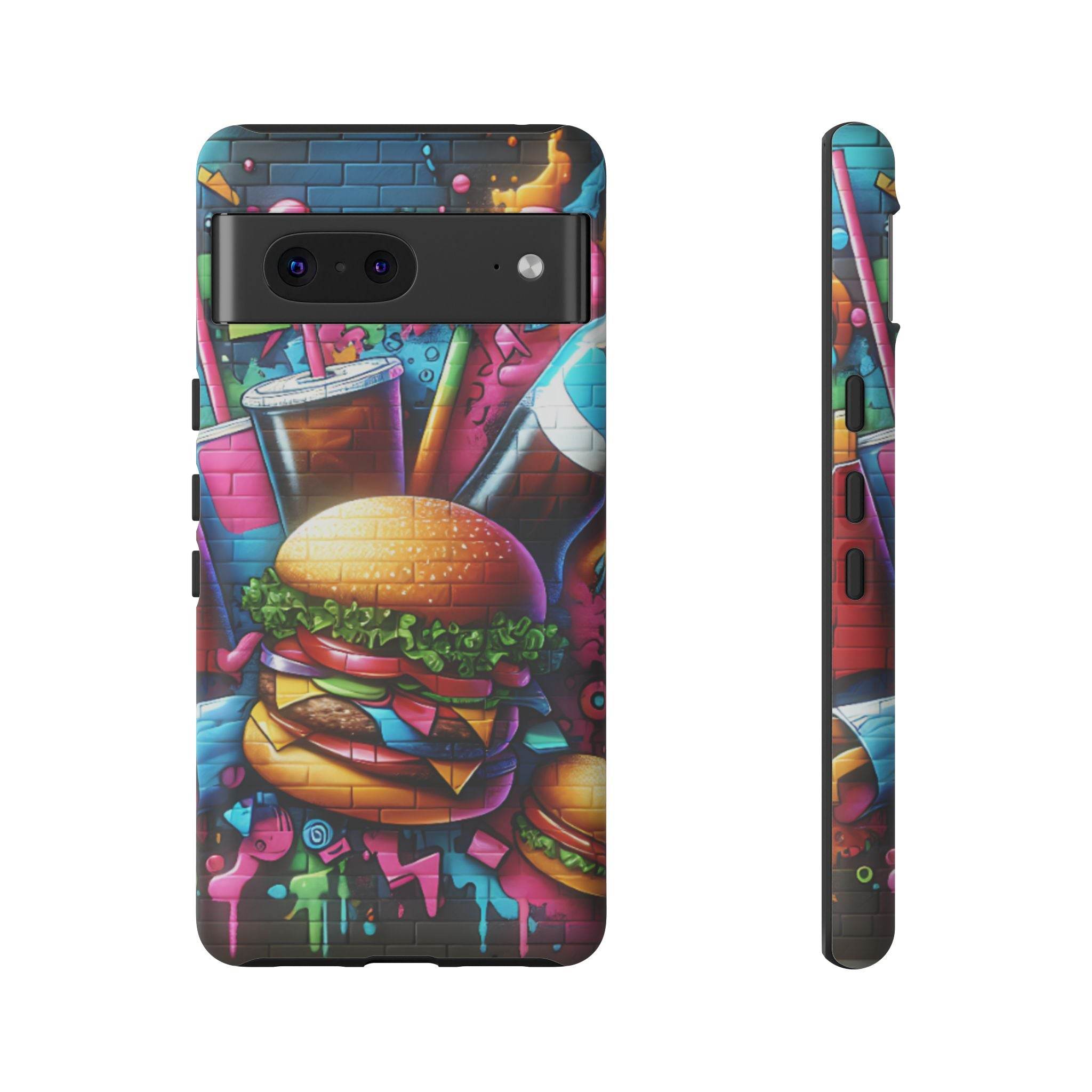 Burger and Drink Graffiti Phone Case - Google Pixel Phone Tough Case - Hook's Rubs & Spices