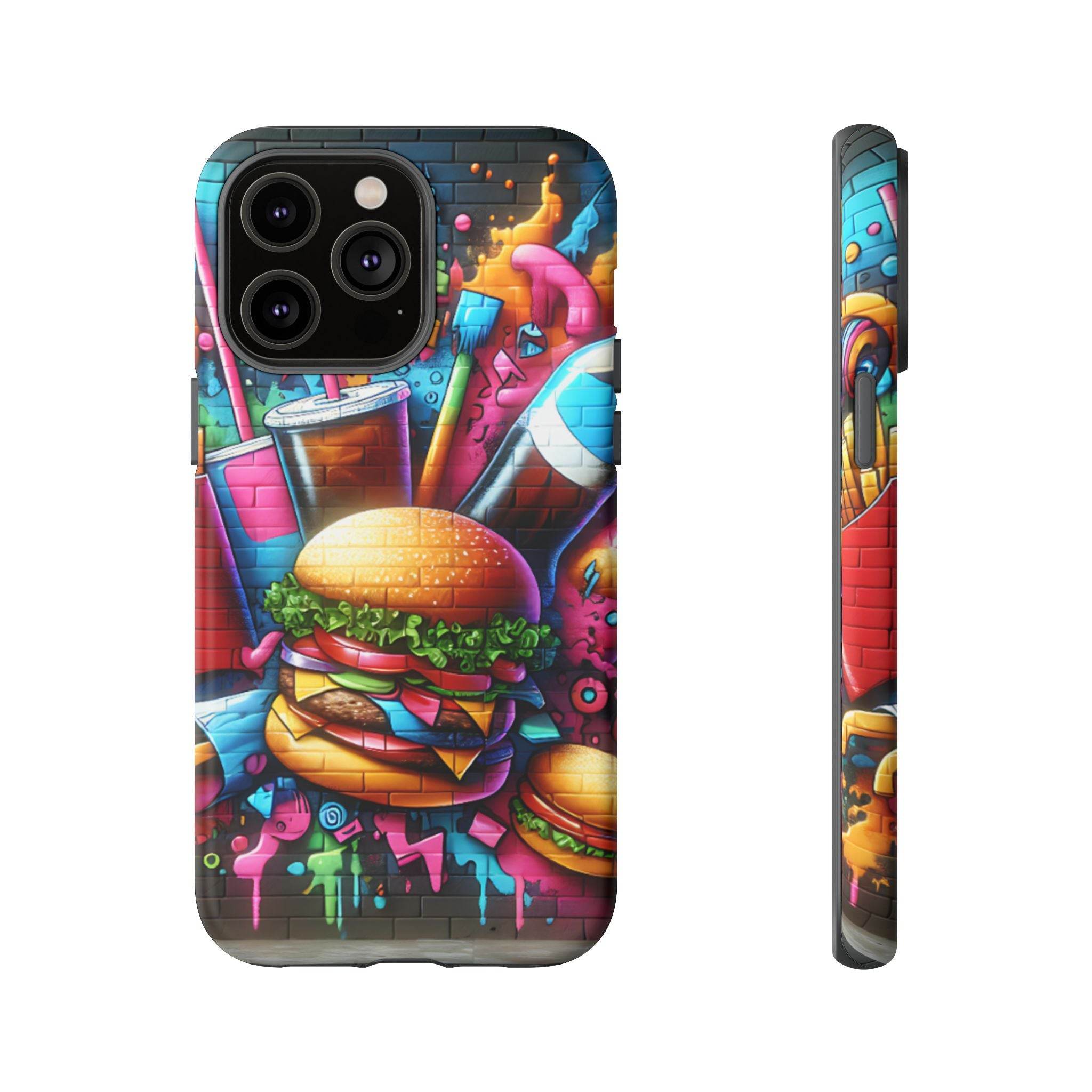 Burger and Drink Graffiti Phone Case - iPhone Tough Case - Hook's Rubs & Spices