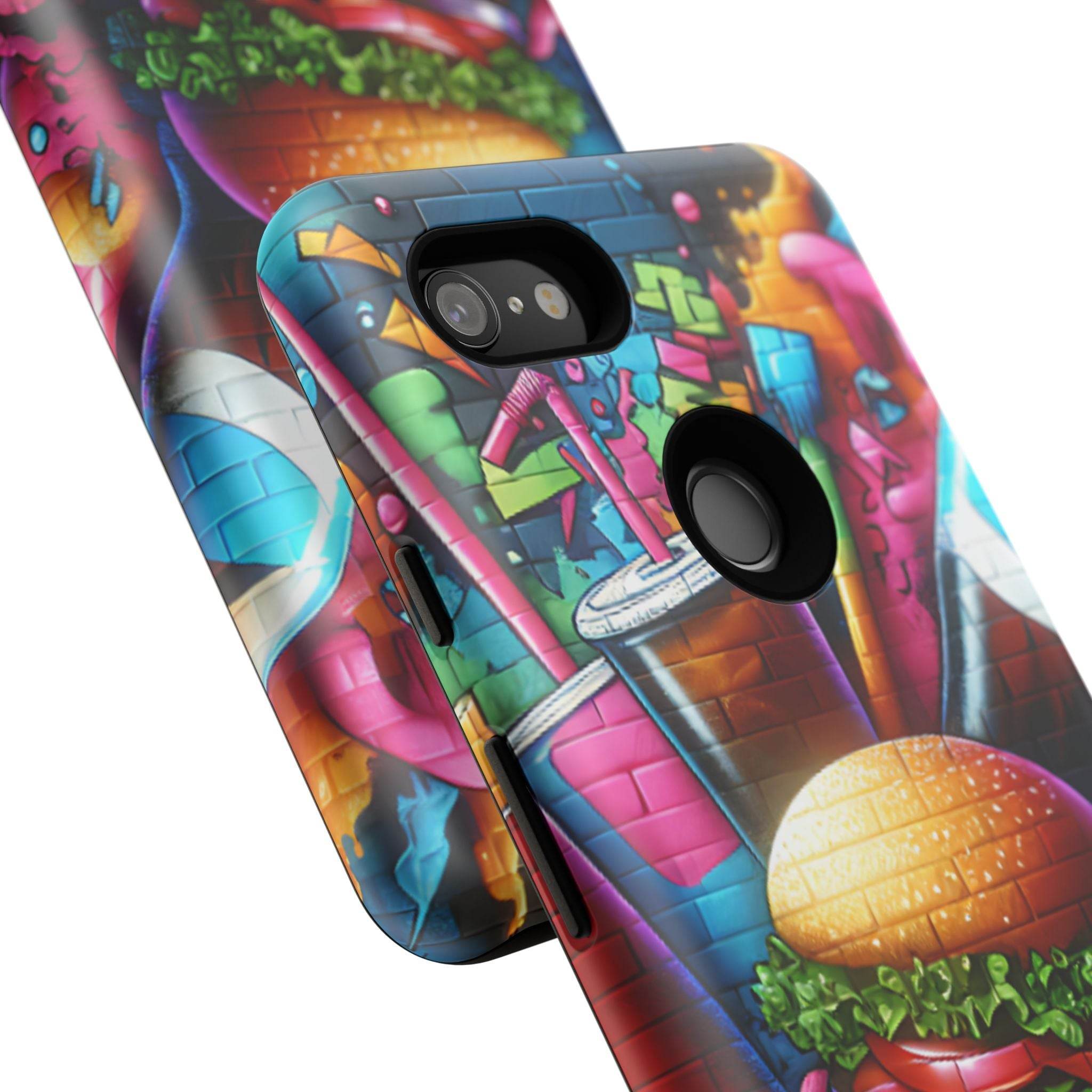 Burger and Drink Graffiti Phone Case - Google Pixel Phone Tough Case - Hook's Rubs & Spices