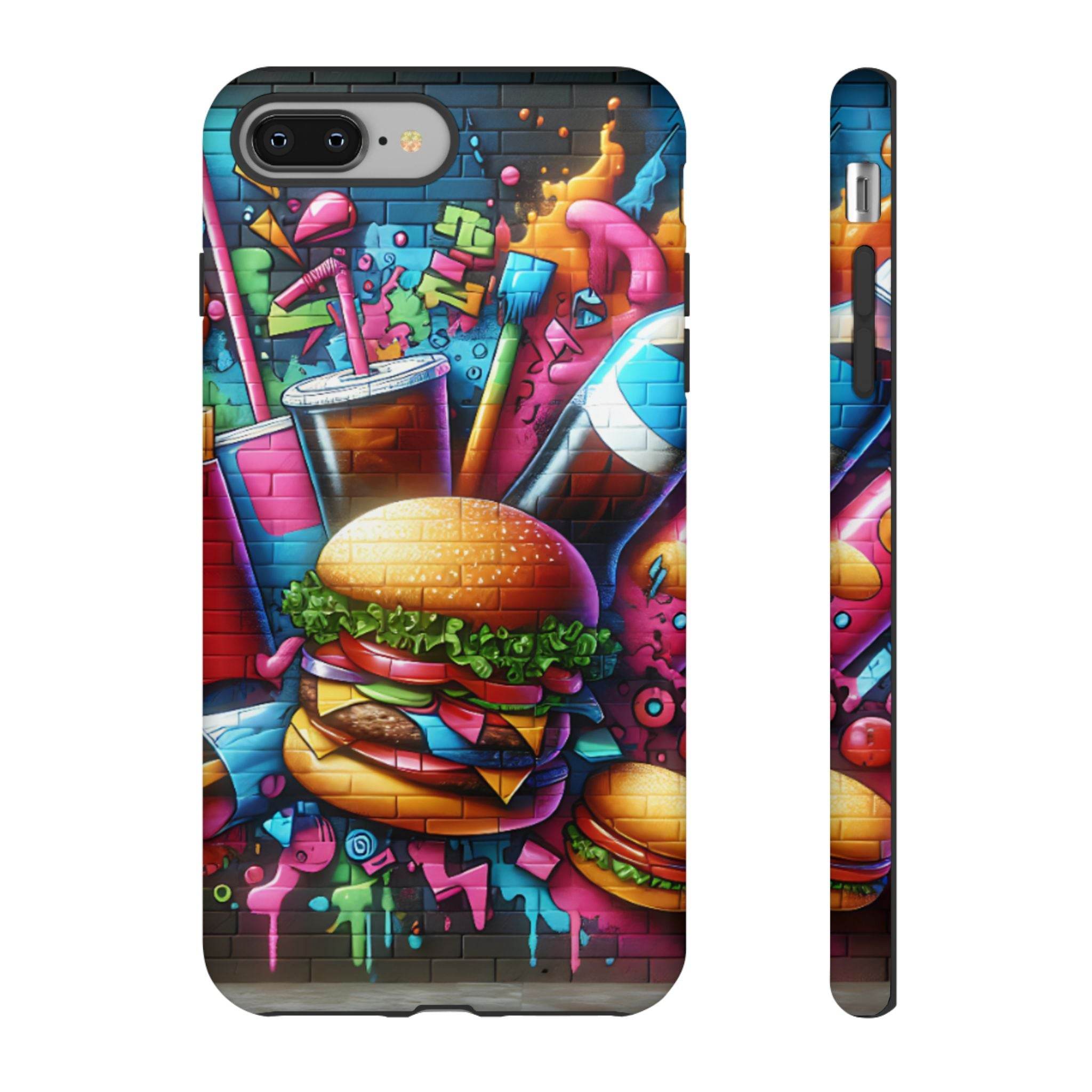 Burger and Drink Graffiti Phone Case - iPhone Tough Case - Hook's Rubs & Spices