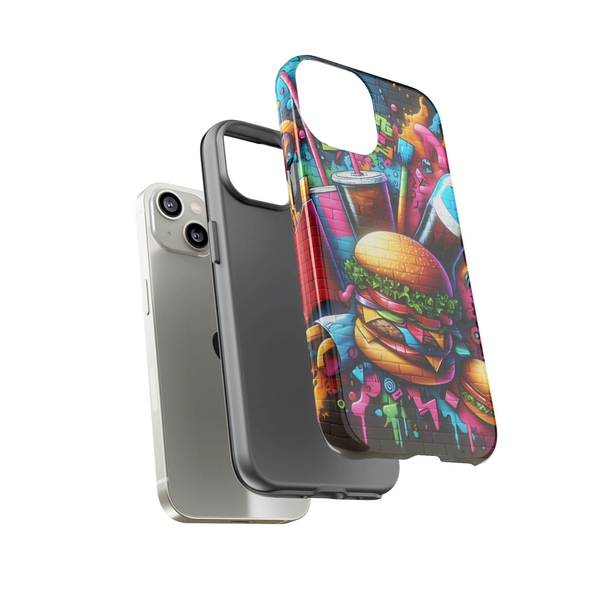 Burger and Drink Graffiti Phone Case - iPhone Tough Case - Hook's Rubs & Spices