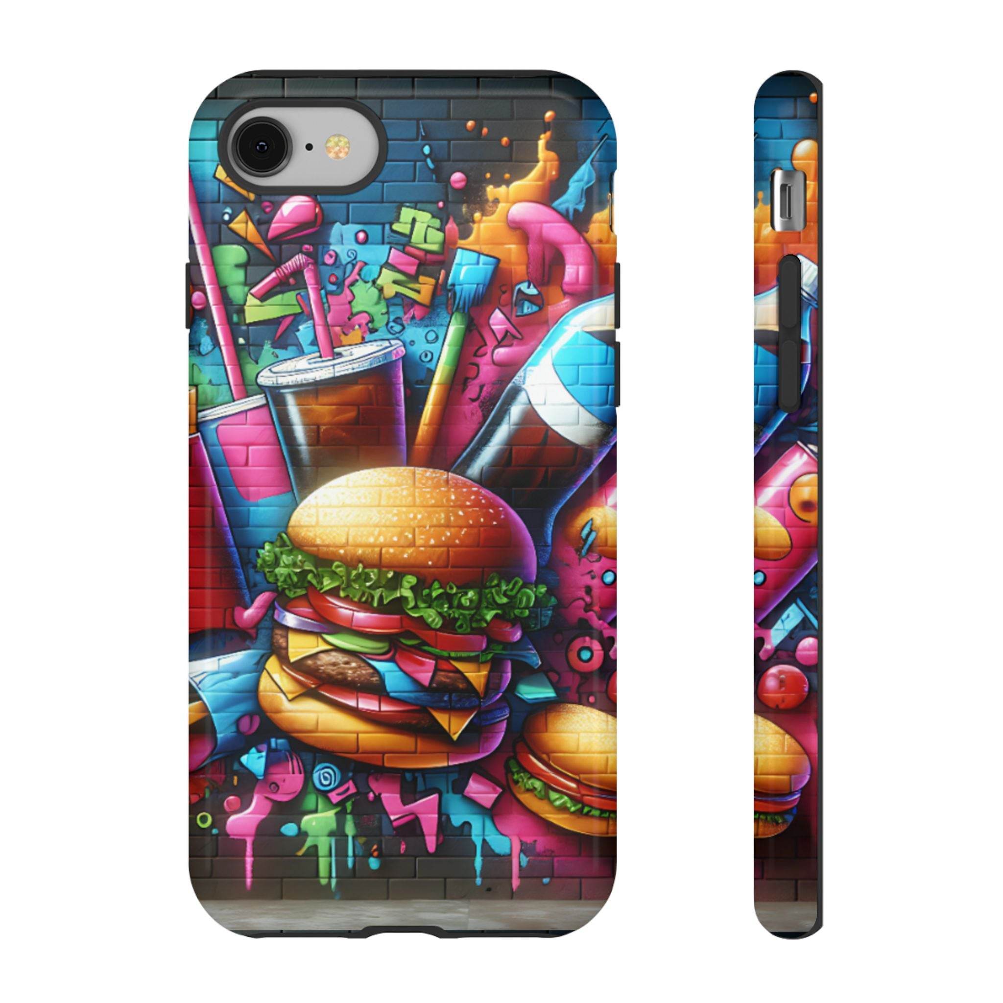 Burger and Drink Graffiti Phone Case - iPhone Tough Case - Hook's Rubs & Spices