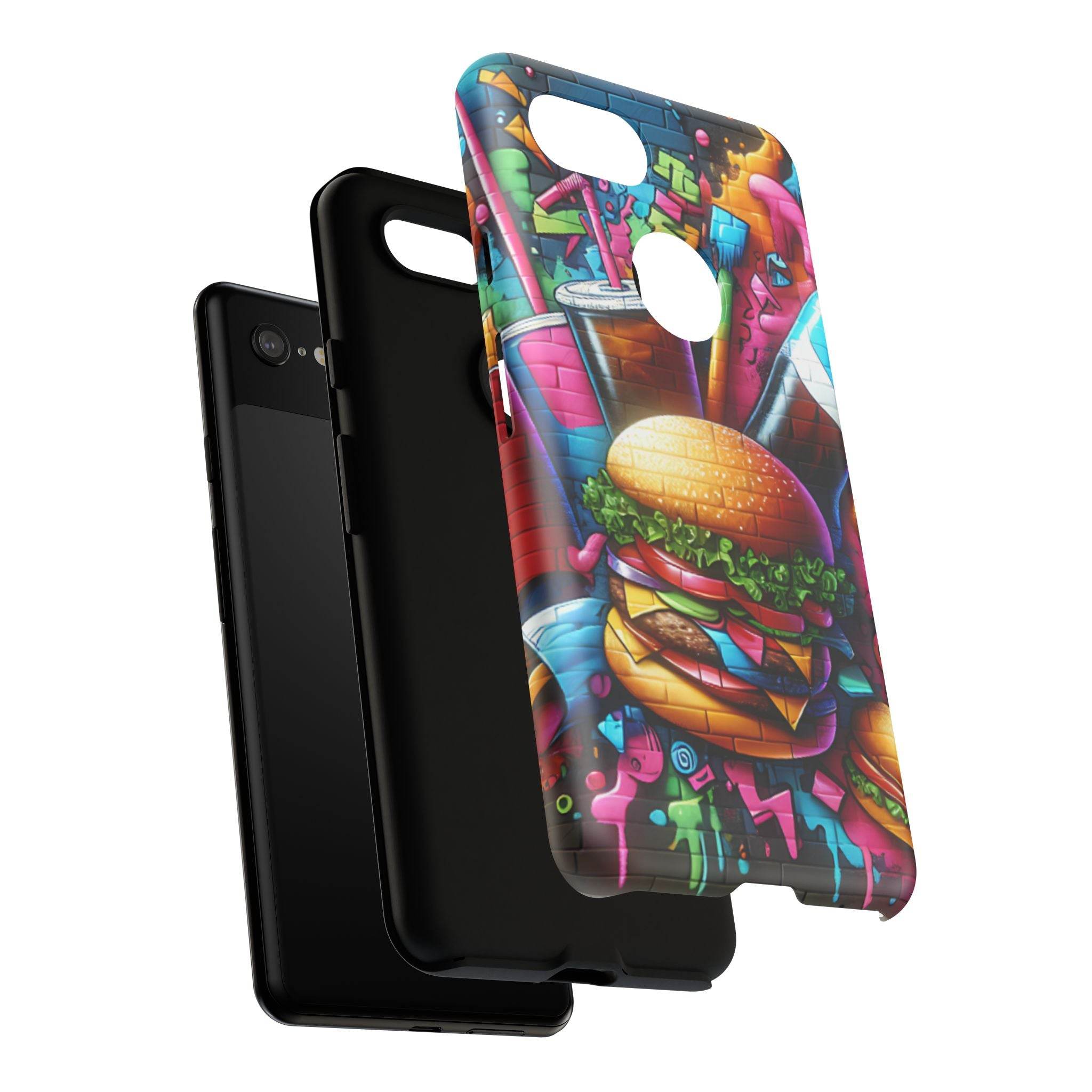 Burger and Drink Graffiti Phone Case - Google Pixel Phone Tough Case - Hook's Rubs & Spices