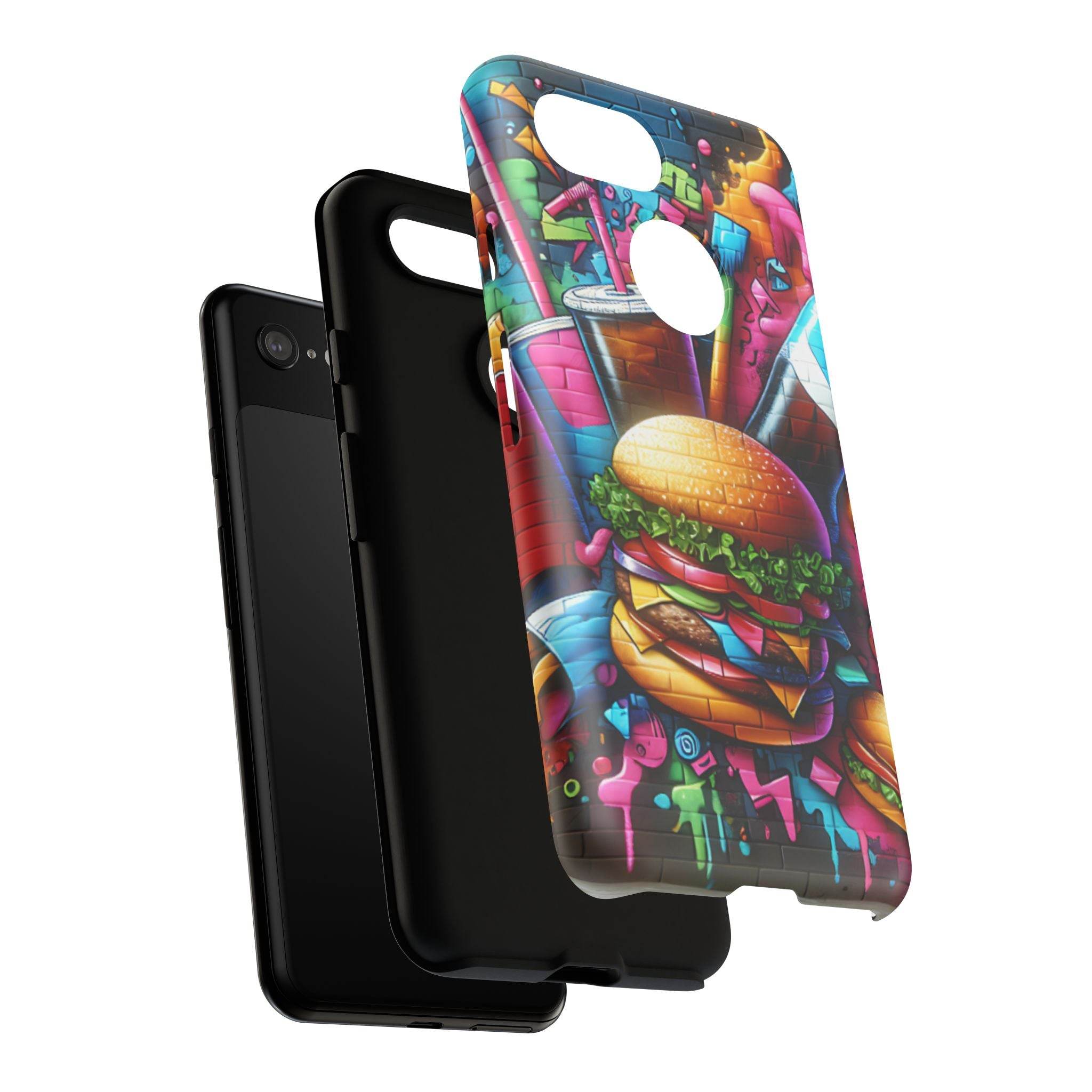 Burger and Drink Graffiti Phone Case - Google Pixel Phone Tough Case - Hook's Rubs & Spices