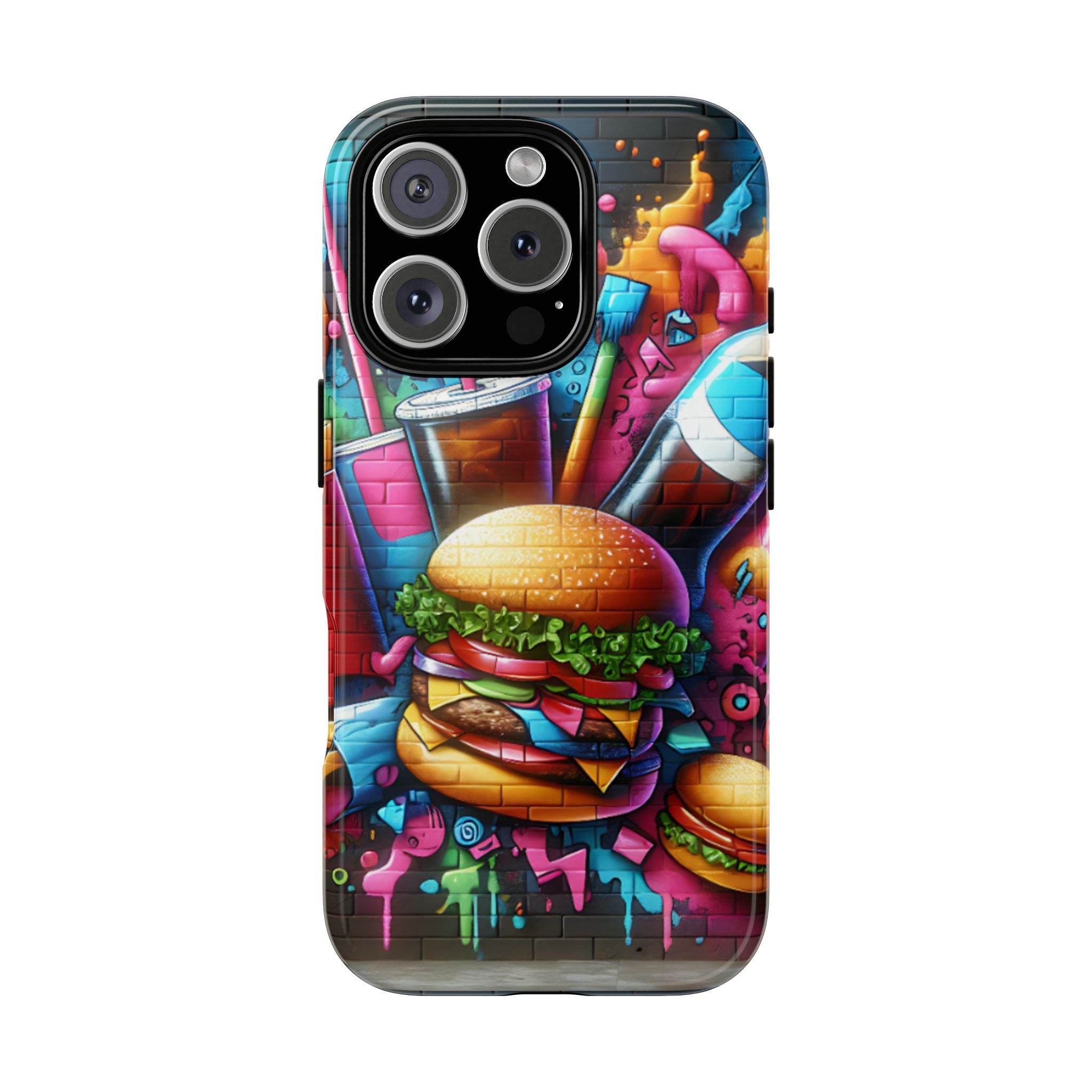 Burger and Drink Graffiti Phone Case - iPhone Tough Case - Hook's Rubs & Spices