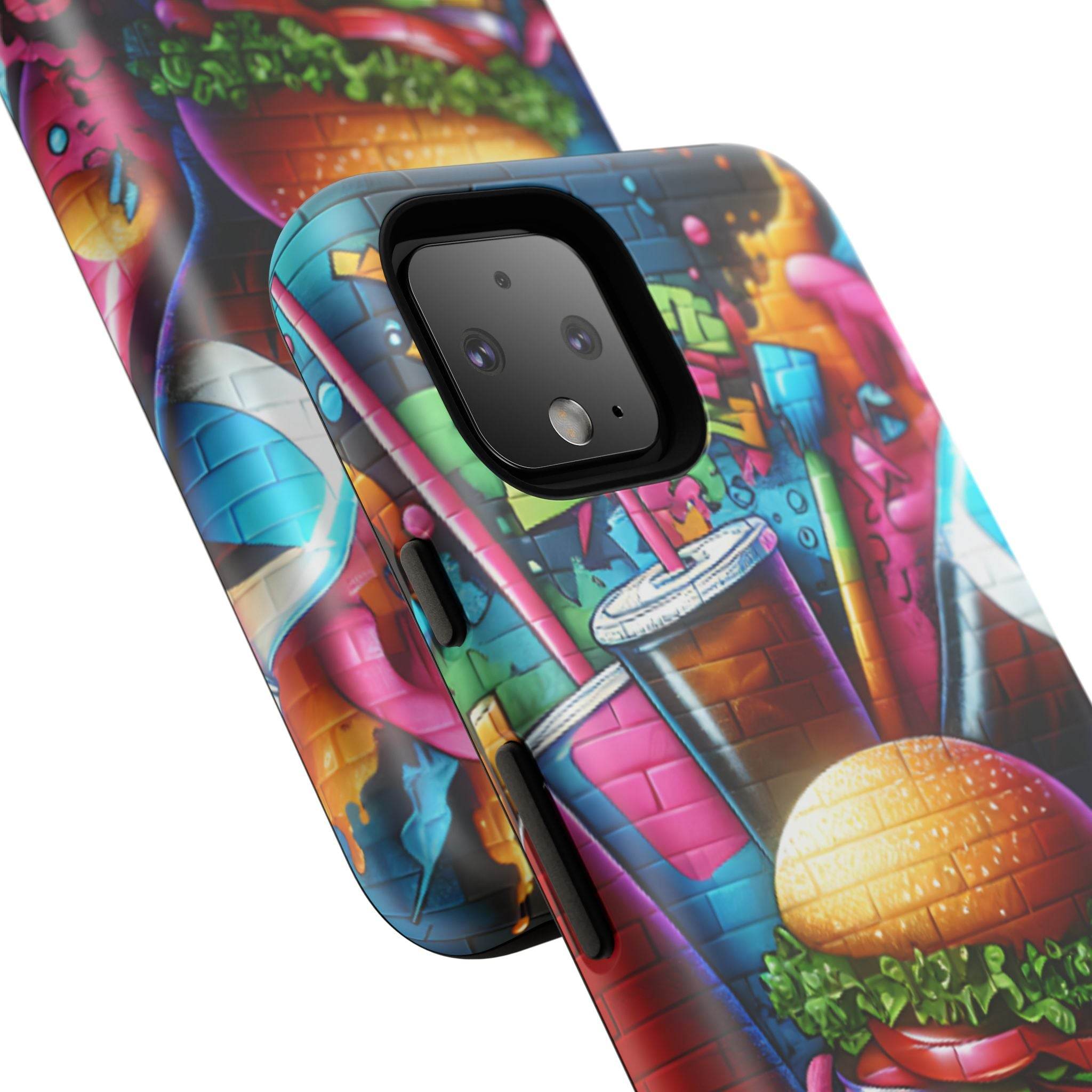 Burger and Drink Graffiti Phone Case - Google Pixel Phone Tough Case - Hook's Rubs & Spices