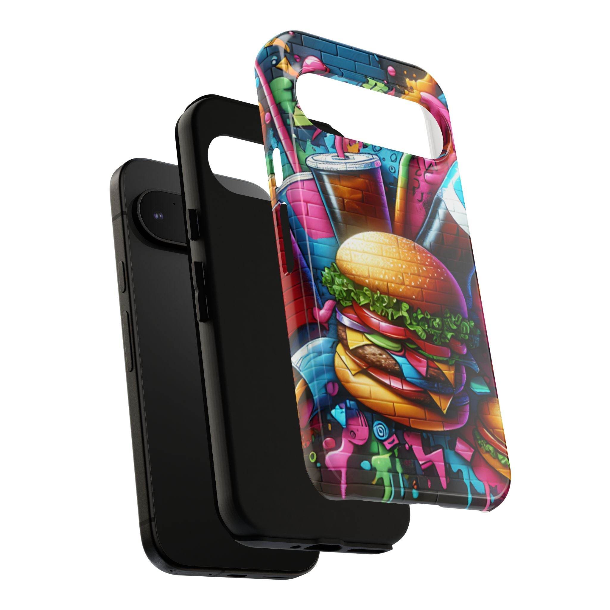 Burger and Drink Graffiti Phone Case - Google Pixel Phone Tough Case - Hook's Rubs & Spices