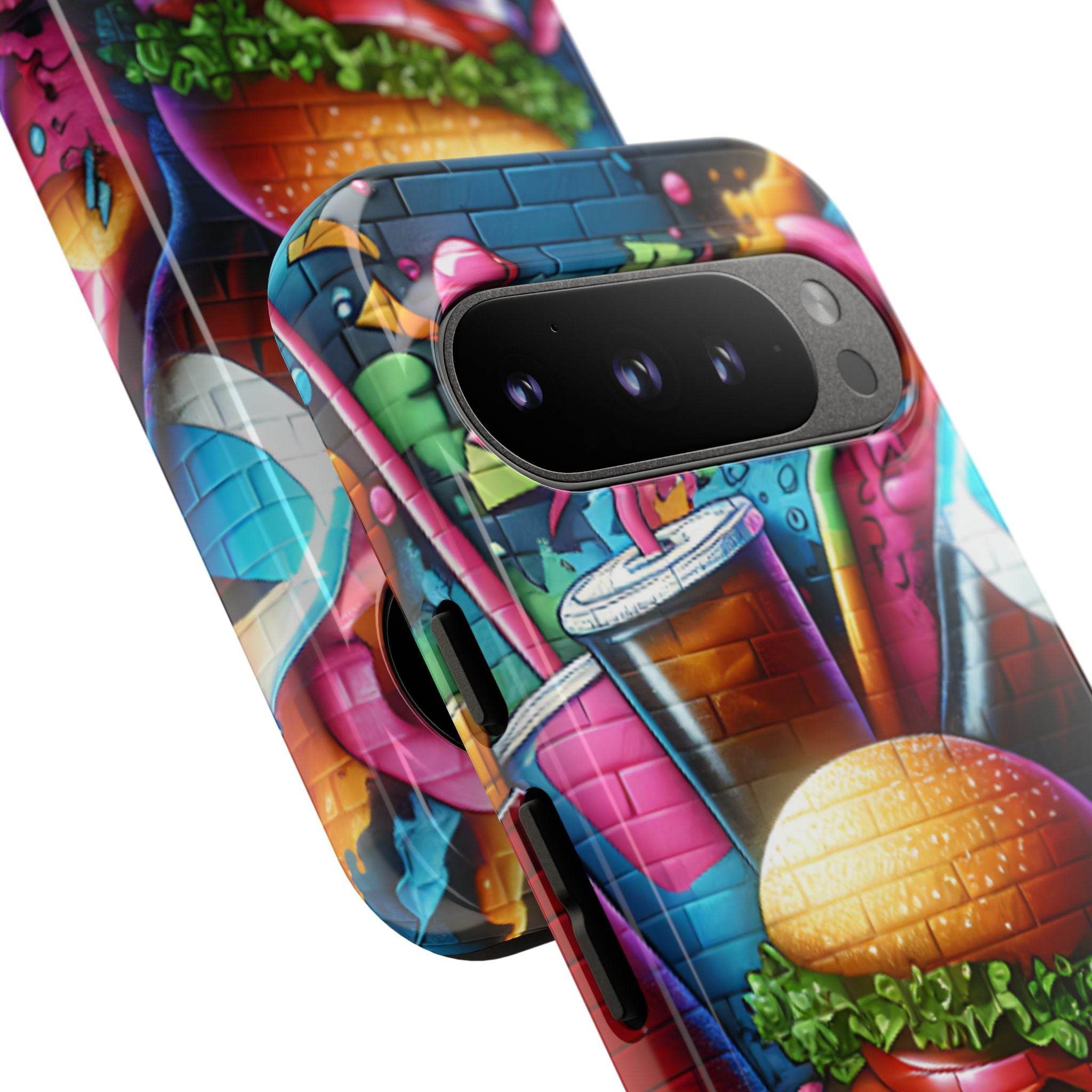 Burger and Drink Graffiti Phone Case - Google Pixel Phone Tough Case - Hook's Rubs & Spices