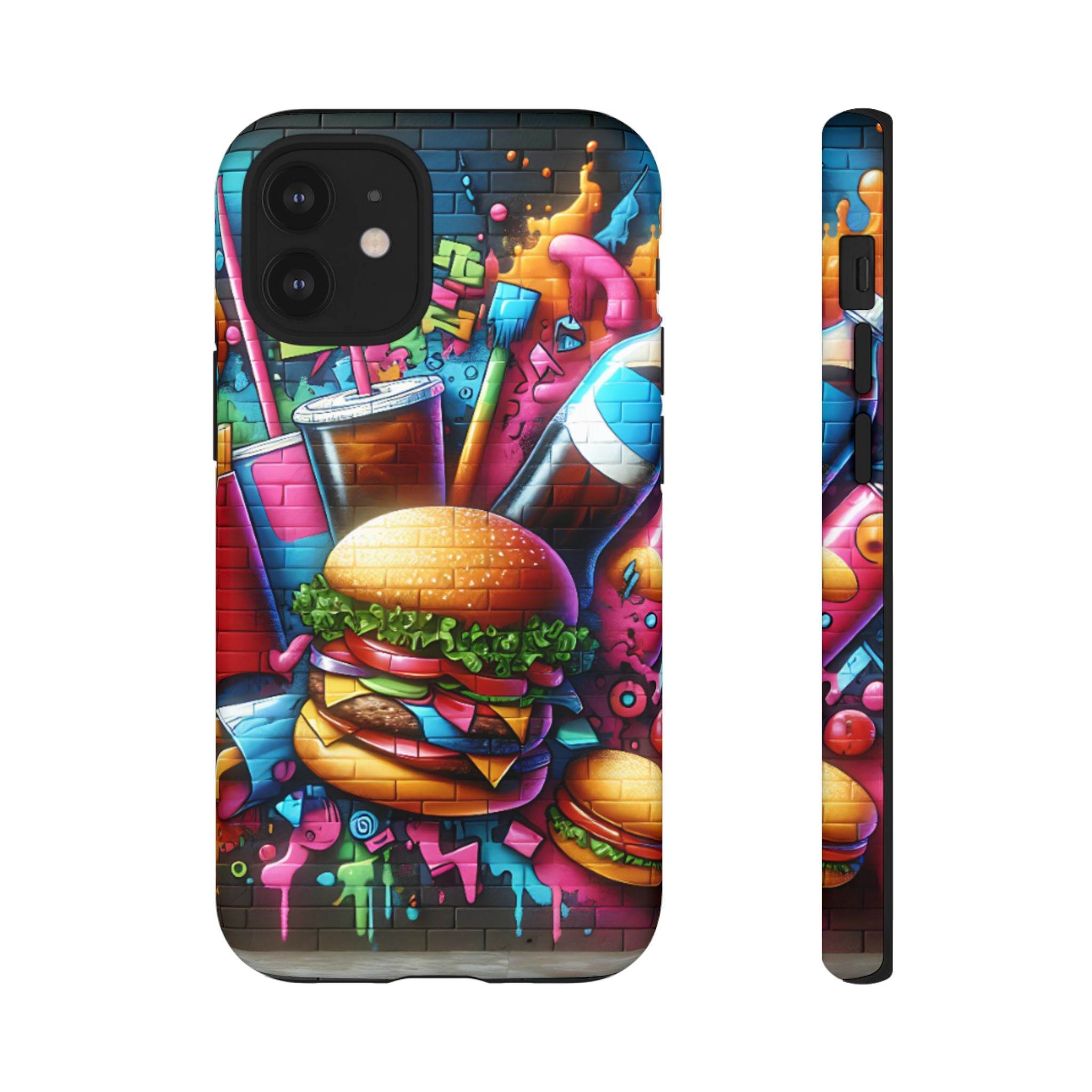 Burger and Drink Graffiti Phone Case - iPhone Tough Case - Hook's Rubs & Spices