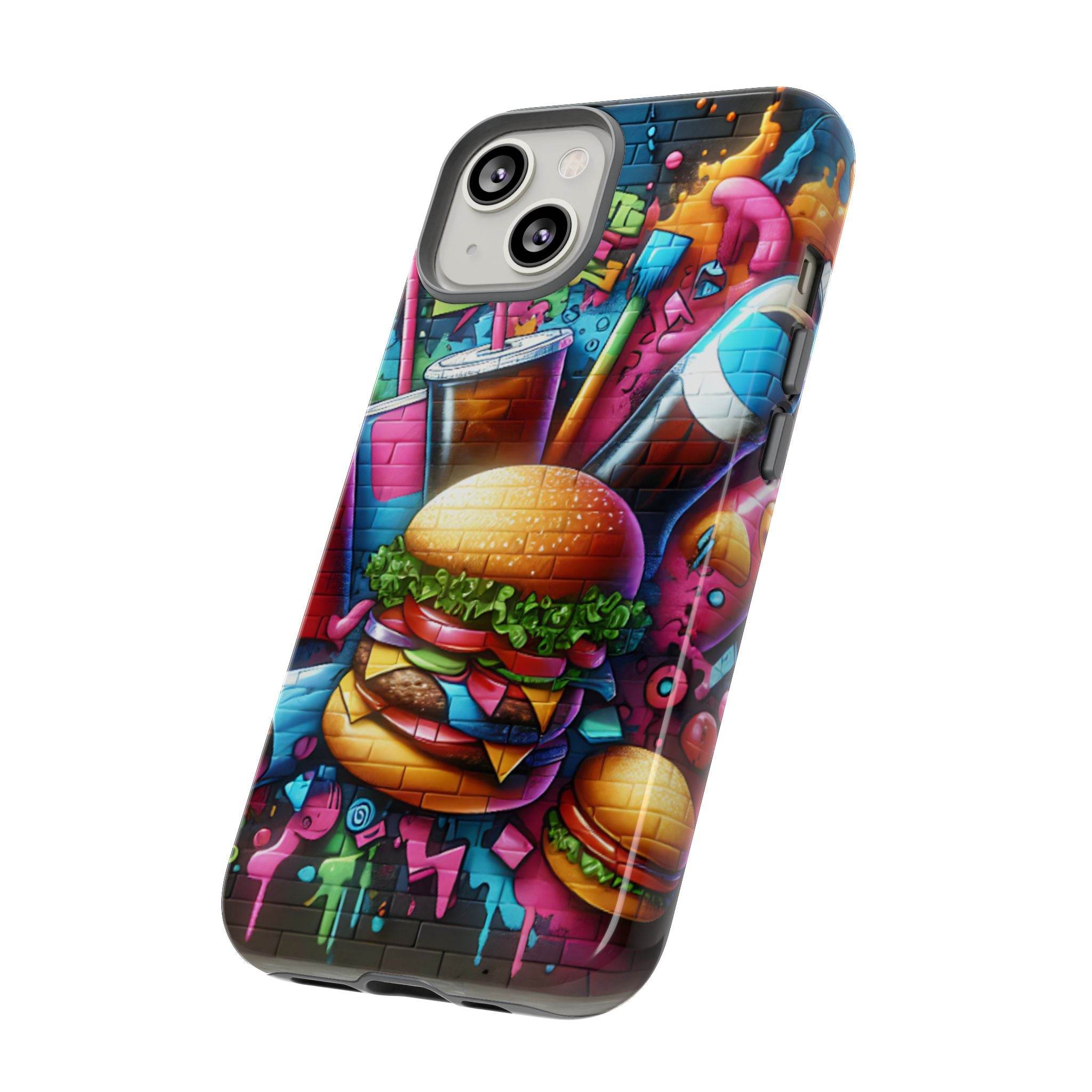 Burger and Drink Graffiti Phone Case - iPhone Tough Case - Hook's Rubs & Spices