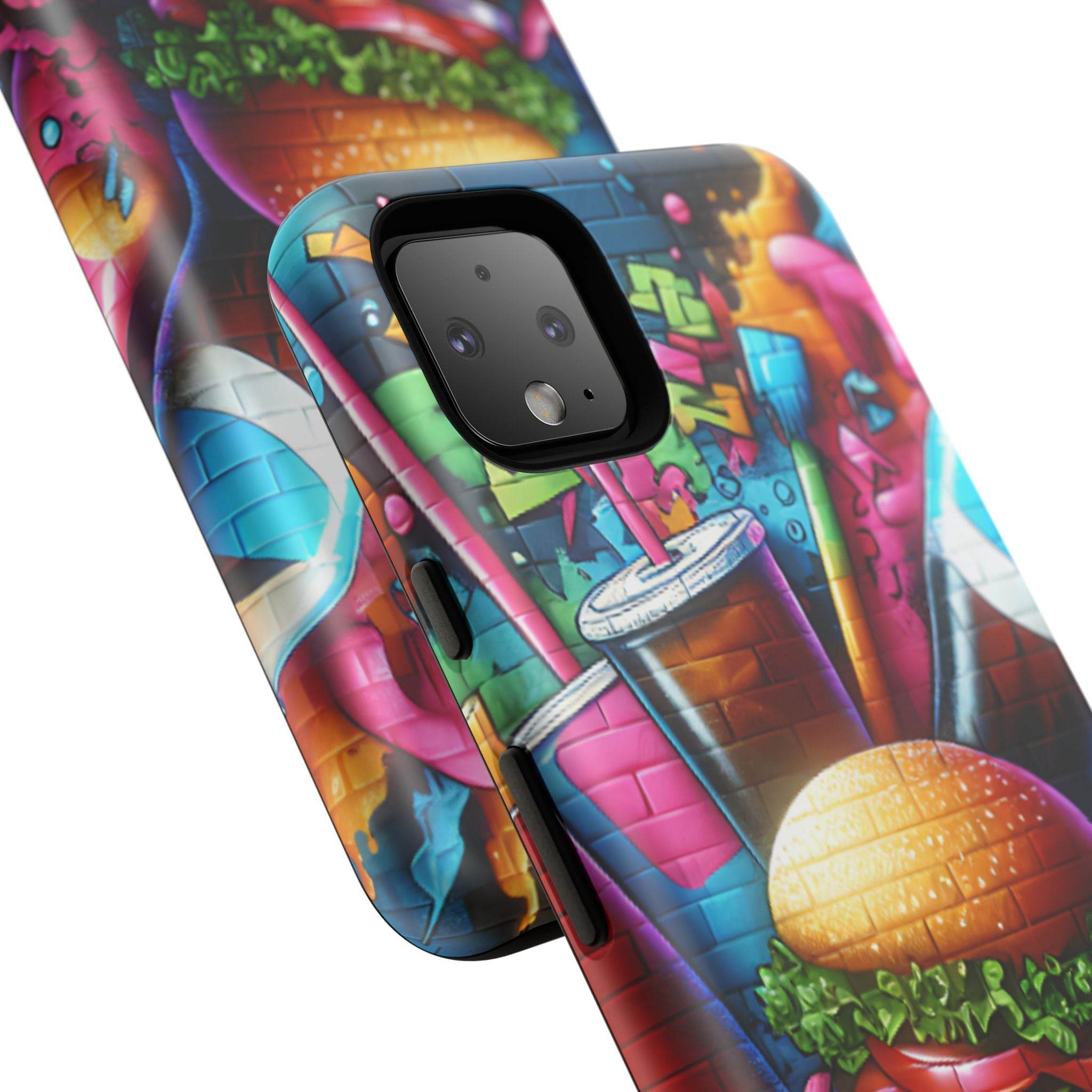 Burger and Drink Graffiti Phone Case - Google Pixel Phone Tough Case - Hook's Rubs & Spices