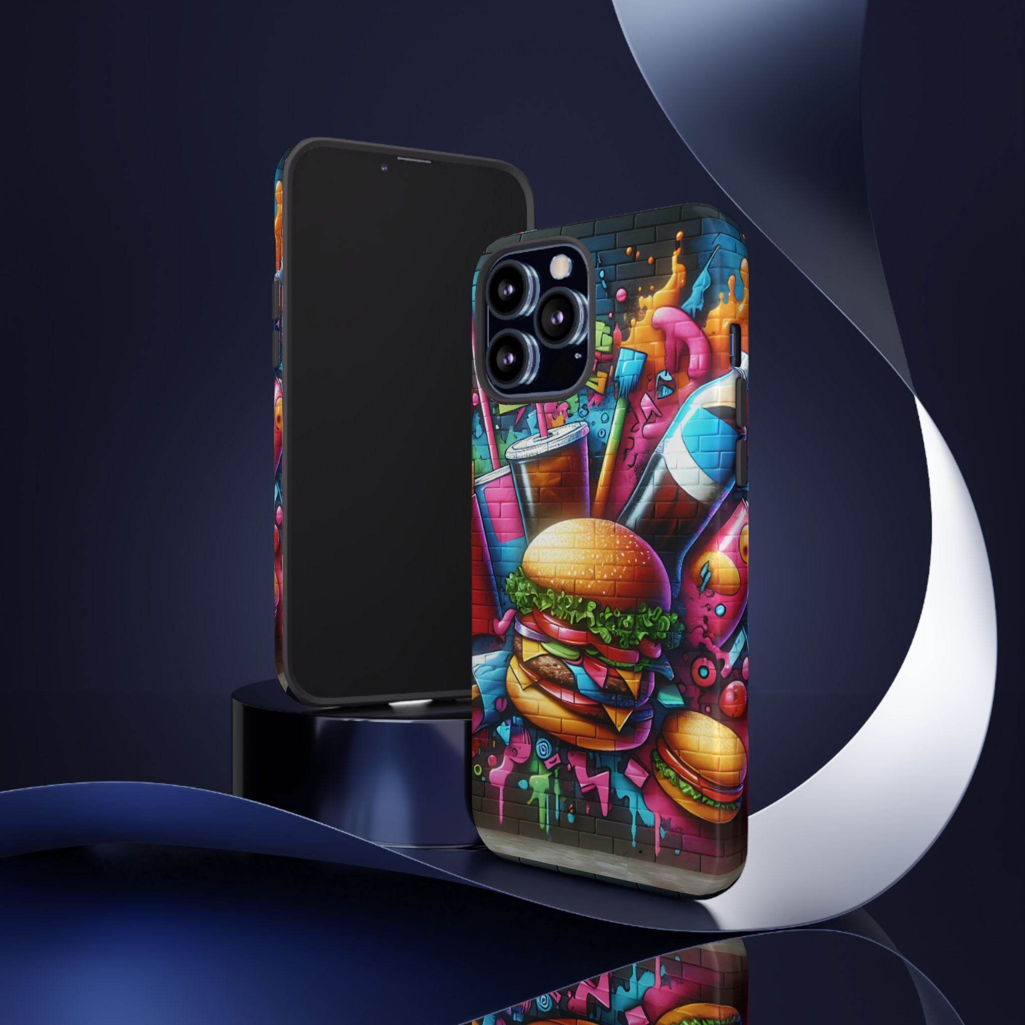 Burger and Drink Graffiti Phone Case - iPhone Tough Case - Hook's Rubs & Spices