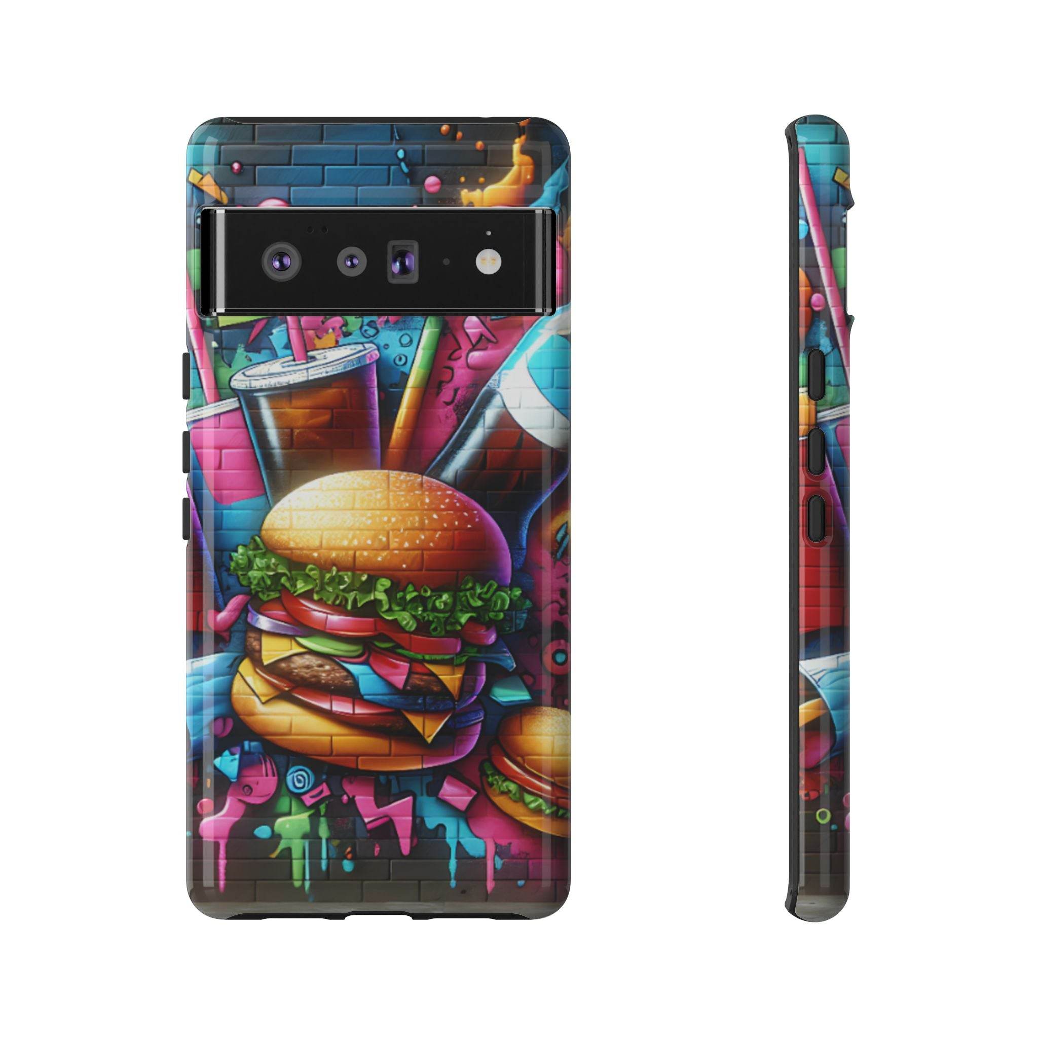 Burger and Drink Graffiti Phone Case - Google Pixel Phone Tough Case - Hook's Rubs & Spices